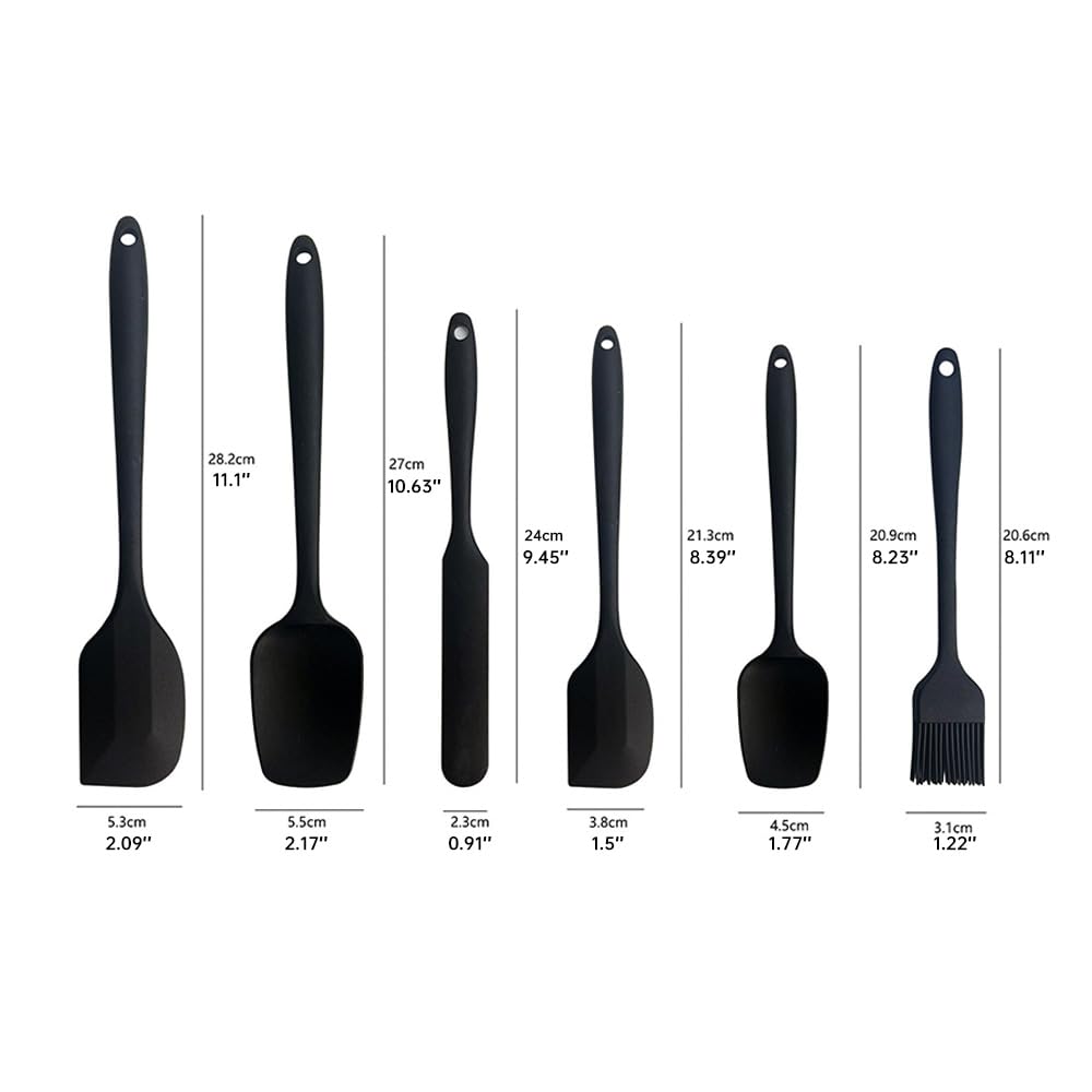 Baking - Silicone Spatulas - Set of 6 Silicone Spatulas, Heat Resistant up to 600°F, Food Safe, BPA Free, Flexible, Suitable for Frying Eggs, Burgers and Pancakes（Red） - Image 2