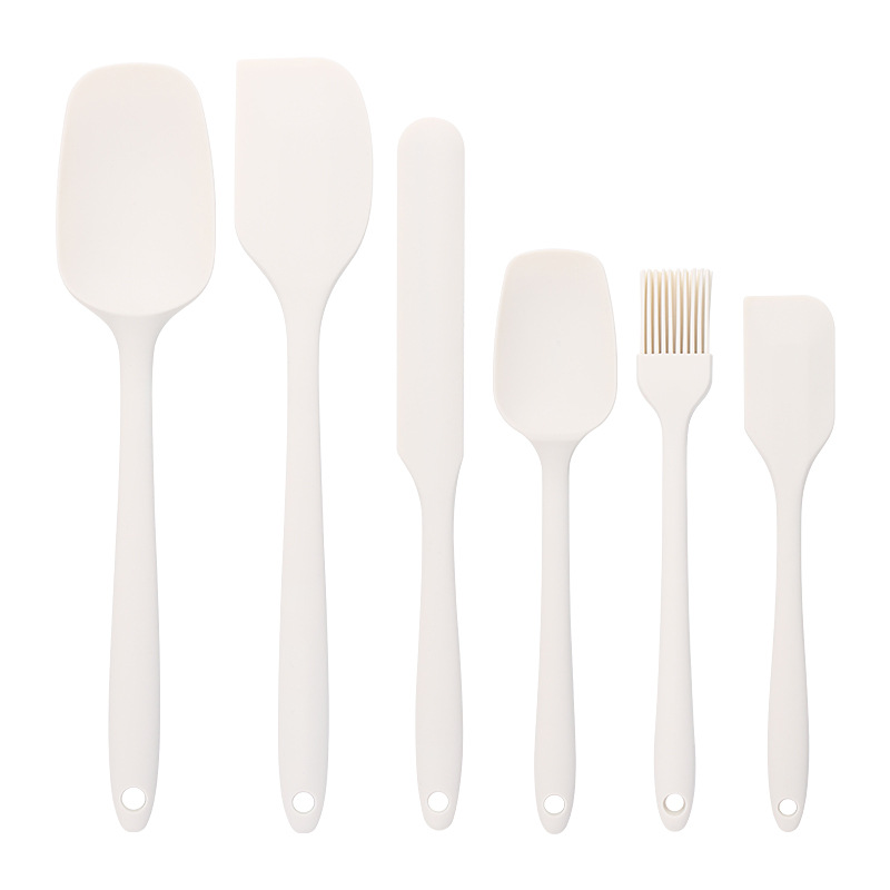 Baking - Silicone Spatulas - Set of 6 Silicone Spatulas, Heat Resistant up to 600°F, Food Safe, BPA Free, Flexible, Suitable for Frying Eggs, Burgers and Pancakes（Beige） - Image 1