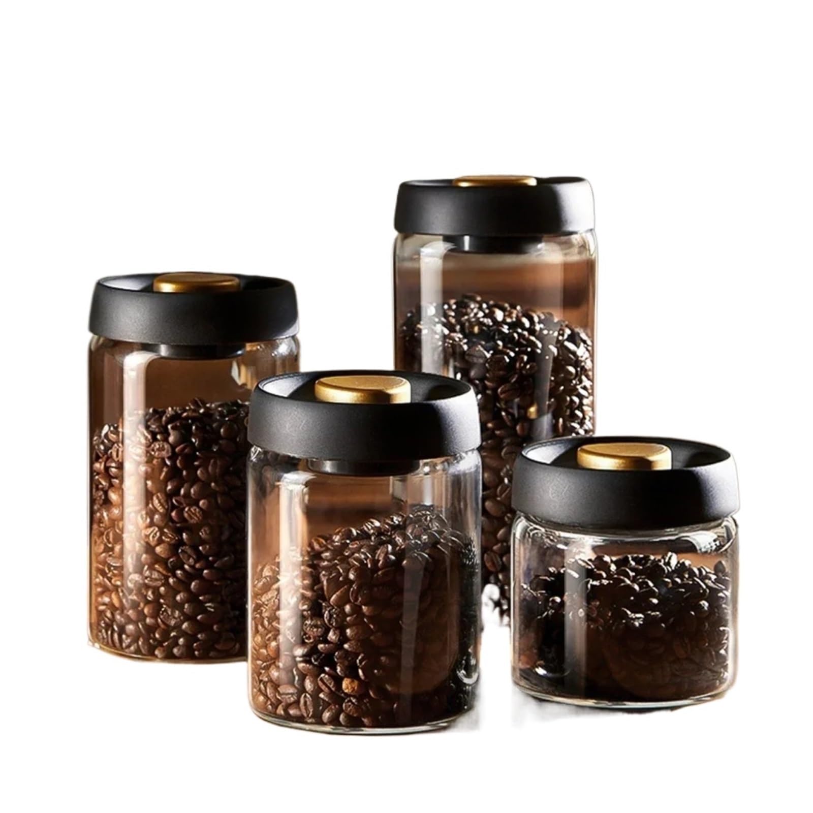 Glass Storage Containers - Storage Tin - Modern, manual vacuum storage tank made of borosilicate glass with moisture-proof lid for kitchen coffee condiments(900ml) - Image 2