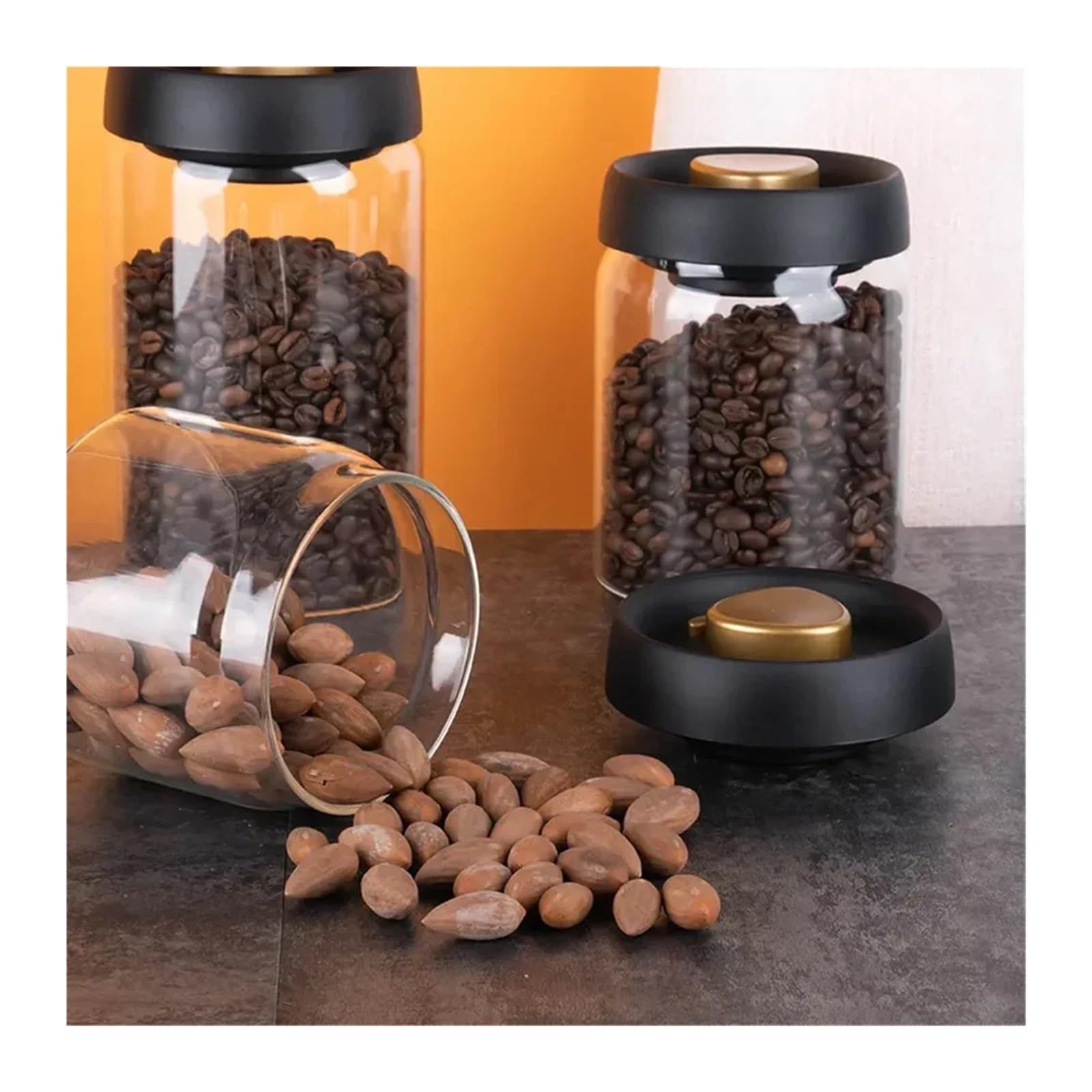 Glass Storage Containers - Storage Tin - Modern, manual vacuum storage tank made of borosilicate glass with moisture-proof lid for kitchen coffee condiments(1800ml) - Image 4