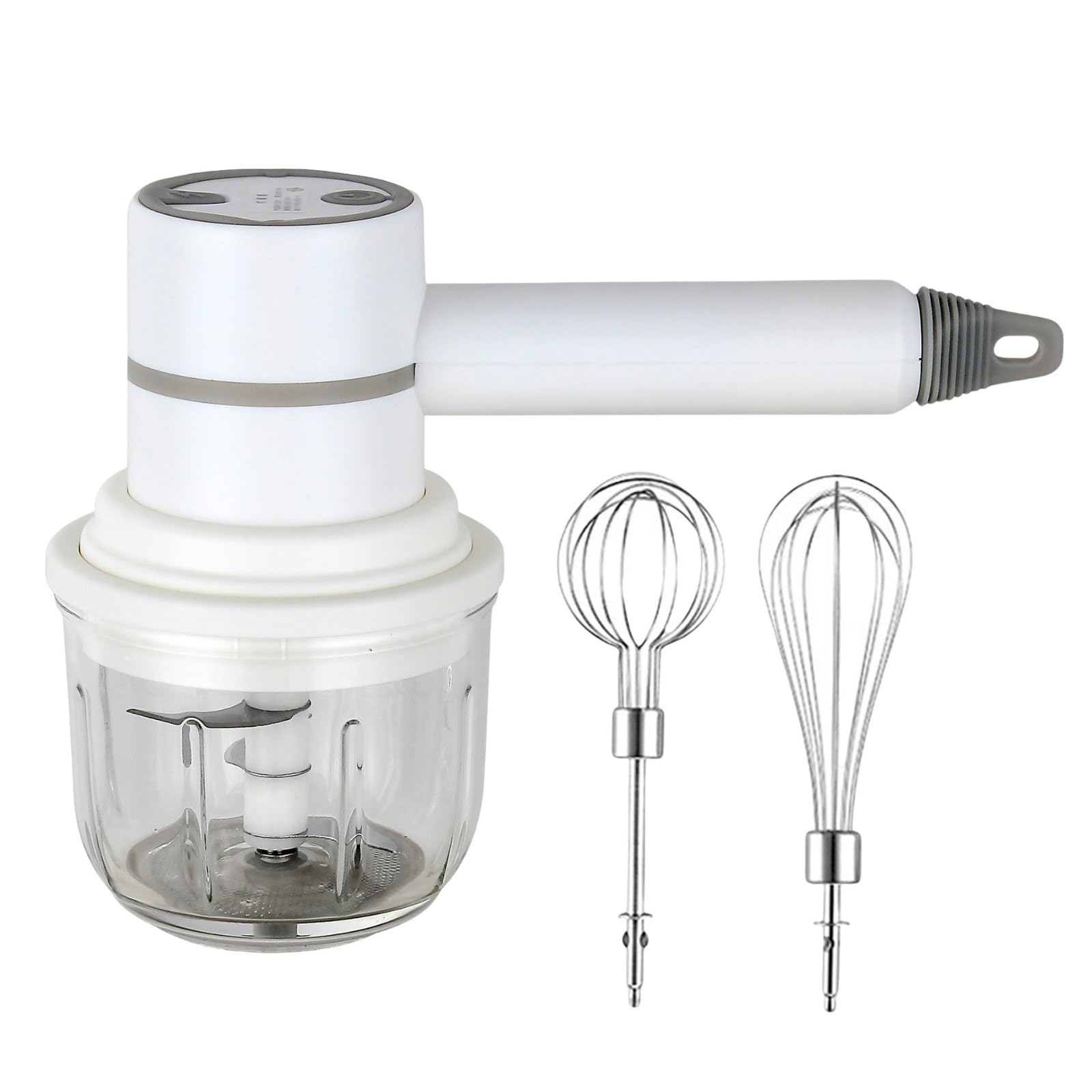 Hand Mixer Electric - Food Chopper - Onion Cutter - Food Processor - Multi-Chopper - Vegetable Cutter - Kitchen Mixer - Whisk - Cordless - Rechargeable - Garlic Cutter - Cream Whipper - Mini Blender - Baking Utensils - White - 1 Piece - Image 1