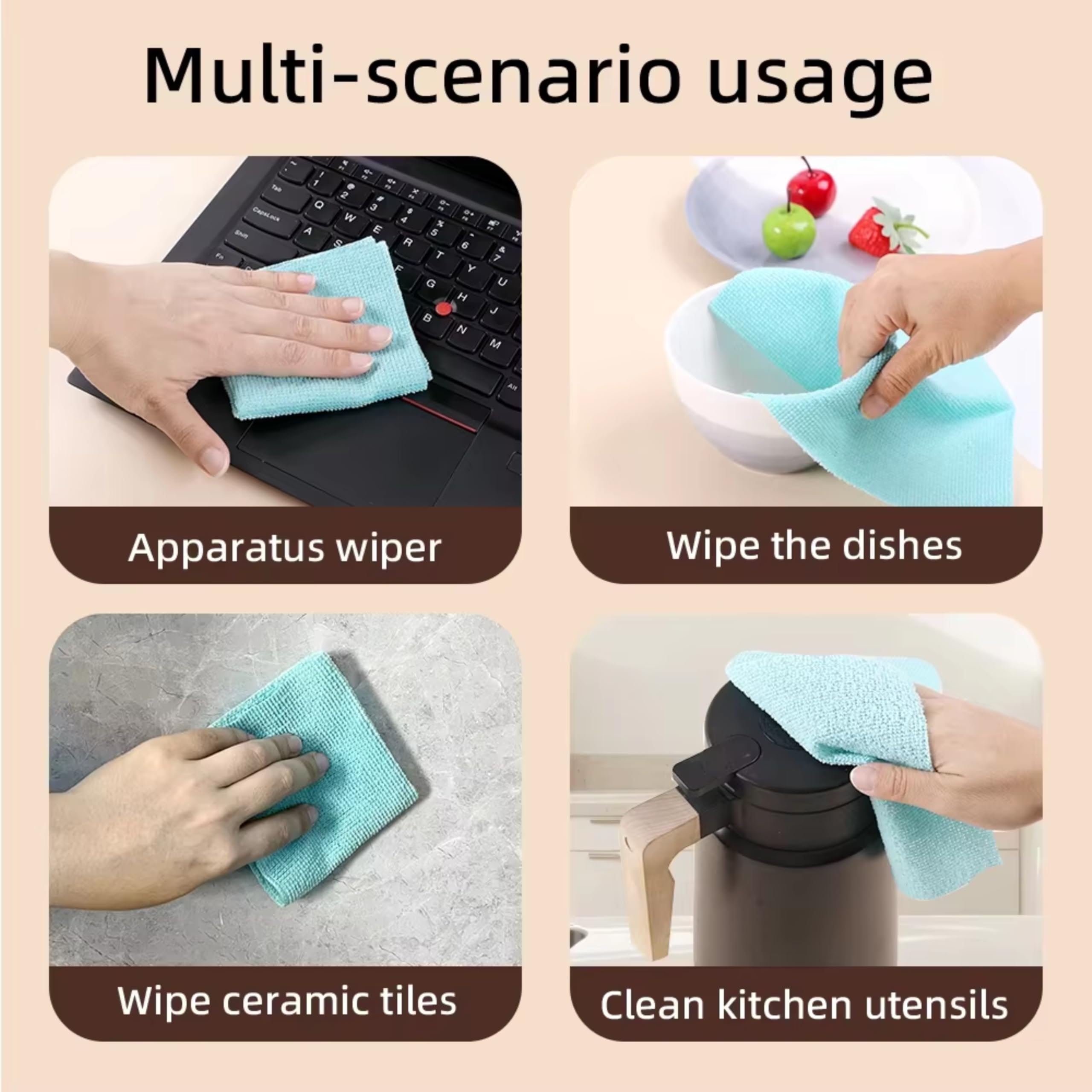 5 PCS Kitchen paper towel/dishcloth/microfiber cleaning cloths | Lint-free | Reusable for home, kitchen, car | Strong water absorption, washable | No streaks, ideal for dishes, glasses, and countertops (20 pieces) - Image 4