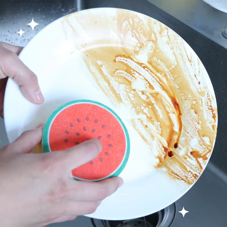 Kitchen Cleaning Sponge | Thick scouring pad | Suitable for dishes, pans, and fruit bowls | Powerful cleaning, durable, and long-lasting(kiwi) - Image 4