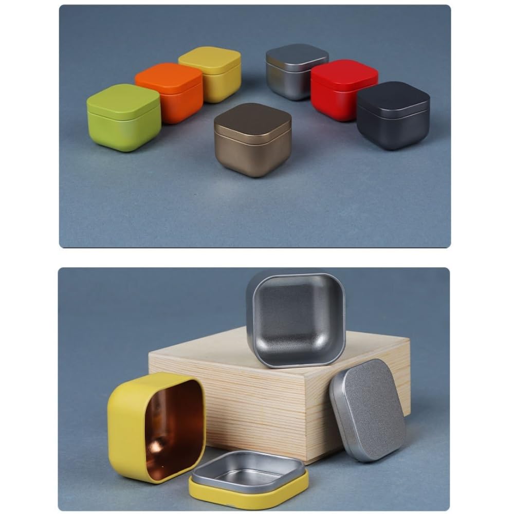 Tea box - Square tin container, tea caddy, metal candy box - Image 6