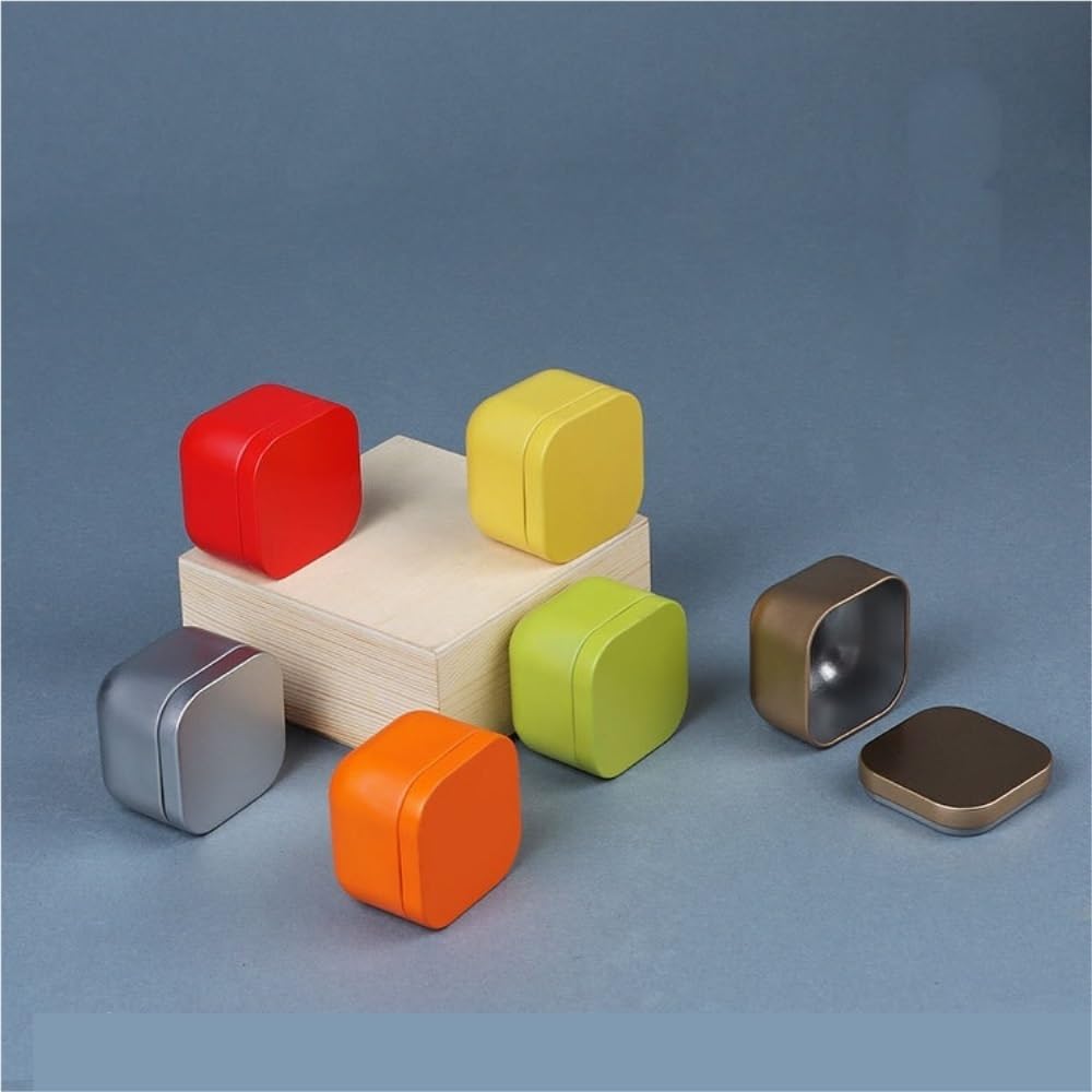 Tea box - Square tin container, tea caddy, metal candy box - Image 5