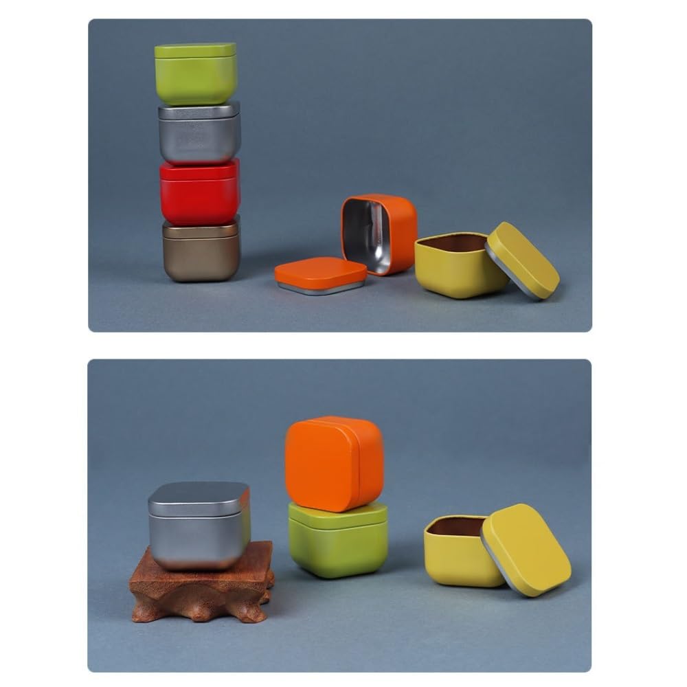 Tea box - Square tin container, tea caddy, metal candy box - Image 7