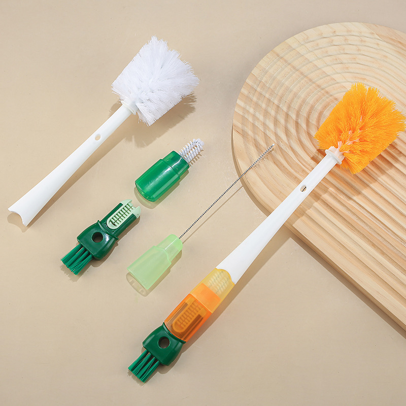 Bottle Brush - Dishwashing Brush - Straw Brush - Bottle Cleaner - Drinking Bottle - Thermos Cup - Cup Cleaner - Crevice Brush - Kitchen Accessories - Multifunctional - Orange - 1 Piece - Image 4