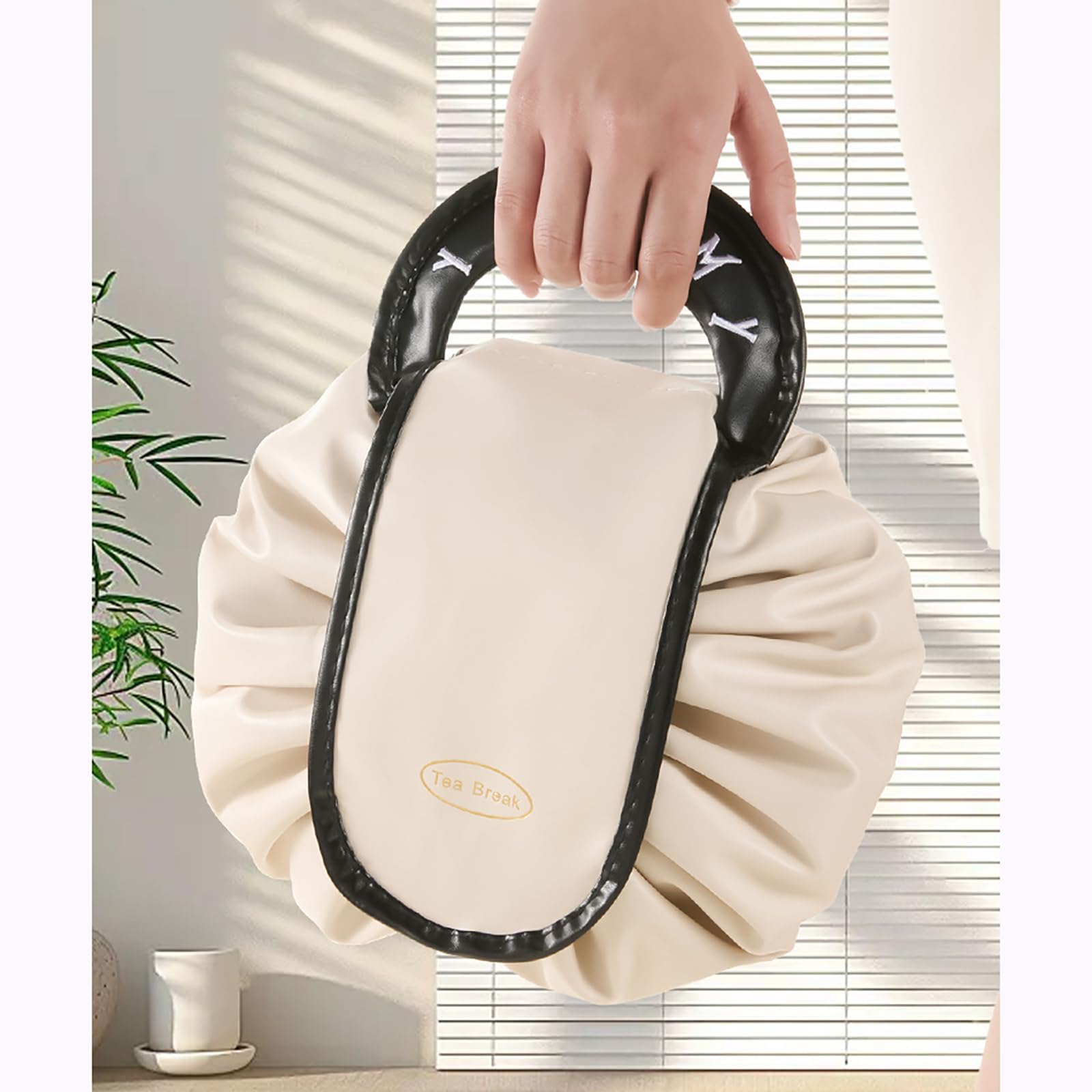 Women's Toiletry Bag - Make Up Bag - Lazy Bag - Cosmetic Organizer - Travel Toiletry Bag - Travel Organizer - Make Up Bag - Water-Repellent - Large Capacity - Beige - 1 Piece - Image 4