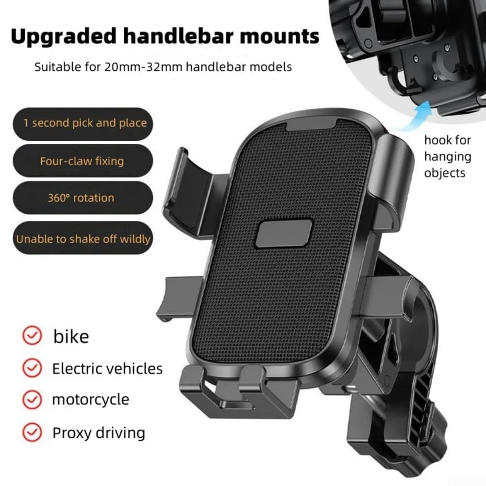 Bicycle Phone Holder - Smartphone Holder - Universal - MTB - Racing Bike - E-bike - Scooter - Motorcycle - Handlebar Mount - 360 Degrees - Mobile Phone Holder - Bicycle Accessories - Black - 1 piece - Image 6