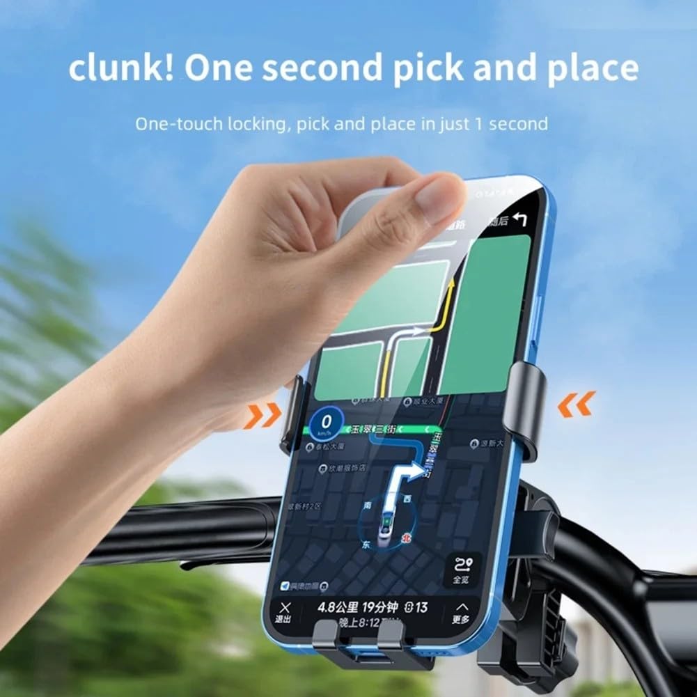Bicycle Phone Holder - Universal - Shock and Vibration Protection - Bicycle/Motorcycle/Scooter/ATV - Phone Stand - Smartphone Holder - 360 Degree Rotatable - Black - Image 5