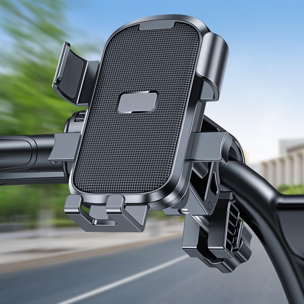 Bicycle Phone Holder - Universal - Shock and Vibration Protection - Bicycle/Motorcycle/Scooter/ATV - Phone Stand - Smartphone Holder - 360 Degree Rotatable - Black - Image 8
