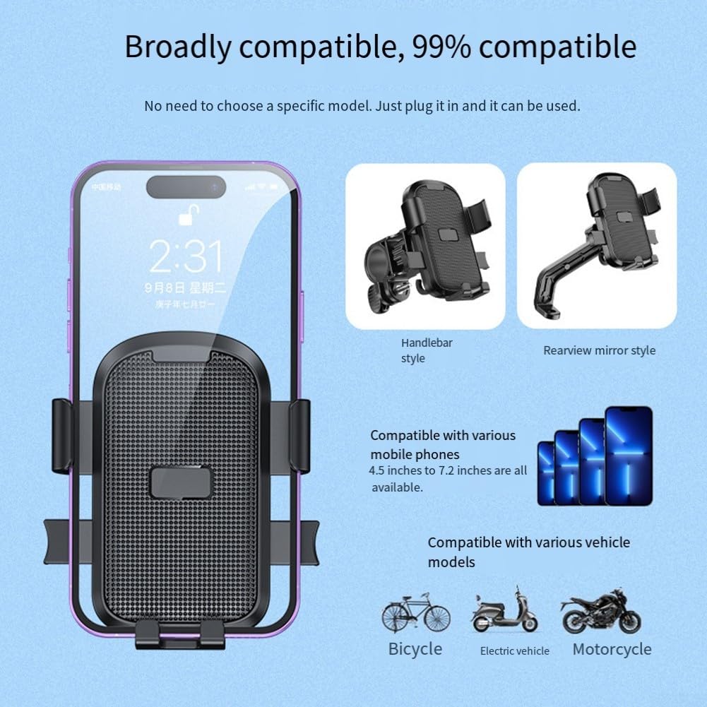 Bicycle Phone Holder - Universal - Shock and Vibration Protection Bicycle/Motorcycle/Scooter/ATV - Phone Stand - Smartphone Holder - 360 Degree Rotatable - Pink - Image 7