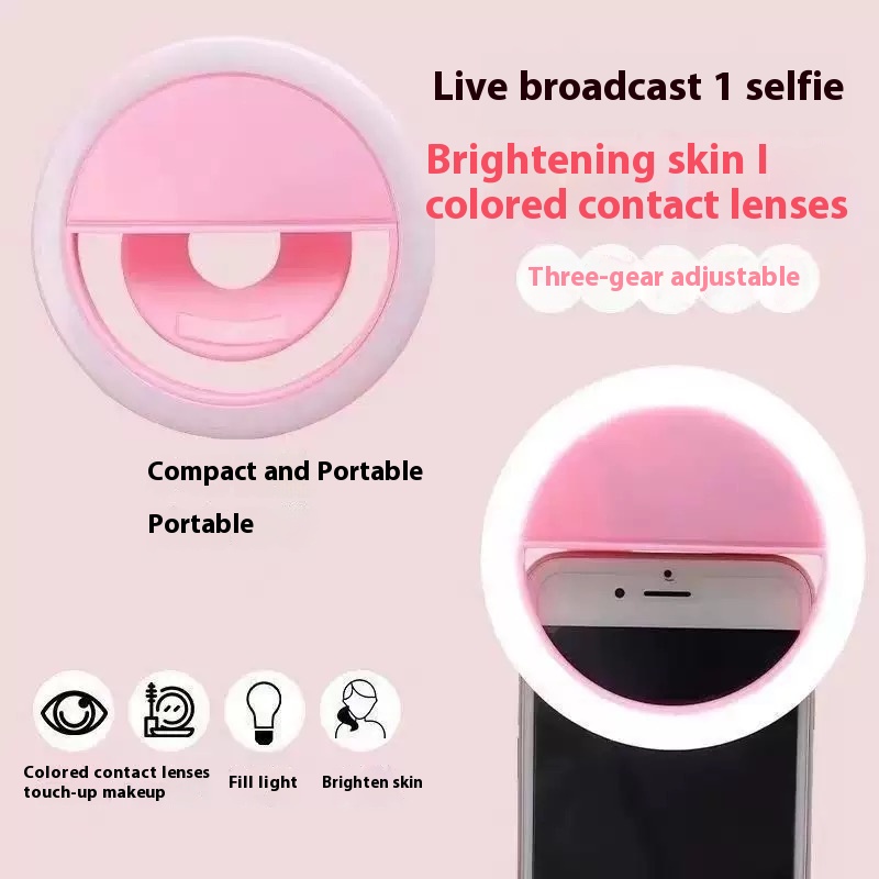 Ring Lamp Phone - Selfie Lamp - LED Ring Light - TikTok Lamp - Vlog Lighting - Makeup Light - Smartphone Gadgets - Clip On - 3 Modes - Rechargeable - White - 1 piece - Image 2