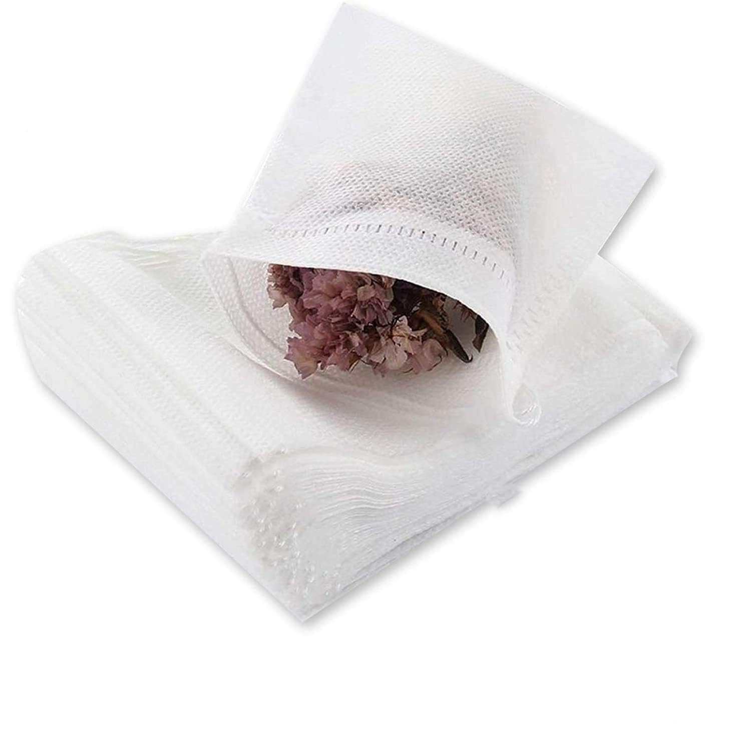 Tea Bags - Empty Tea Bags - Tea Filters - Coffee Filters - Filter Bags - Herbal Bags - Tea Strainer - Disposable Tea Filters - Drawstring Bags - Loose Tea - Ground Coffee - Bulk Pack - Unscented - 7 x 9 cm - White - 400 Pieces - Image 1