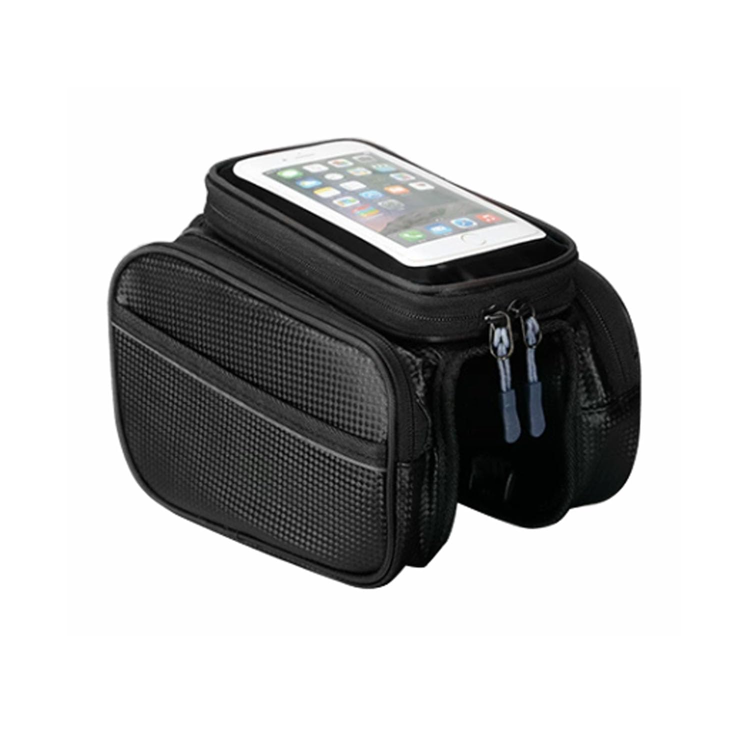 Bicycle Bag - Frame Bag - Bicycle Phone Holder - Top Tube Bag - Smartphone Holder - MTB Accessories - Road Bike - E-Bike - Waterproof - Touchscreen - Bicycle Accessories - Storage Bag - Bicycle Holder with Storage Space - Double Bag - Black - 1 piece - Image 1