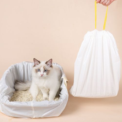 Cat Litter Bags - Cat Litter Liner - Cat Litter Bags - With Drawstring - Extra Strong - Cat Litter Bags - Hygiene - Leakproof - Thick Plastic Bags - Cat Accessories - Cleaning - Universal - Large Size - Tear-resistant - White - 3 pieces - Image 1
