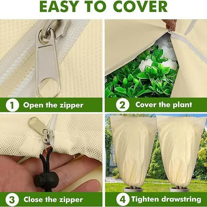 Winter Plant Cover - Protective Cover - Frost Protection - Plant Cover - Fleece - Olive Tree Cover - Palm Tree Protection - With Zipper and Drawstring - Breathable Material - Winter Protection - Cold Resistant - Garden Plants - Green - Frost Cover - 1 Pie - Image 7