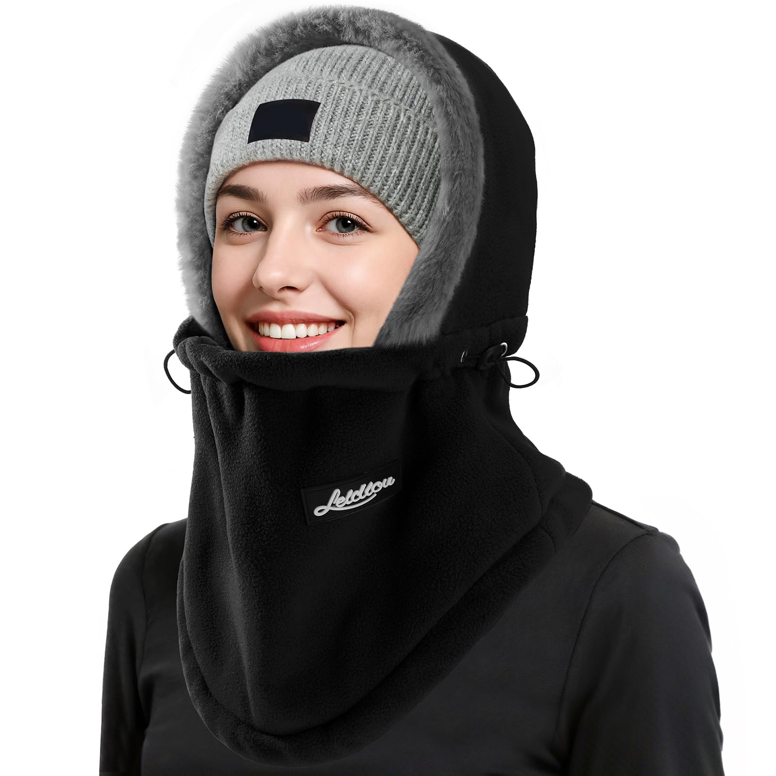 Balaclava - Ski Mask - Neck Warmer - Winter Hat - Fleece Hat - Neck Scarf - Hooded Hat - Balaclava - Windproof Hat - Thermal Hat - Women's Winter Hat - Men's Ski Mask - Warm Hat - Fleece Scarf - Face Mask - Motorcycle Hat - Black - 1 Piece - Image 1