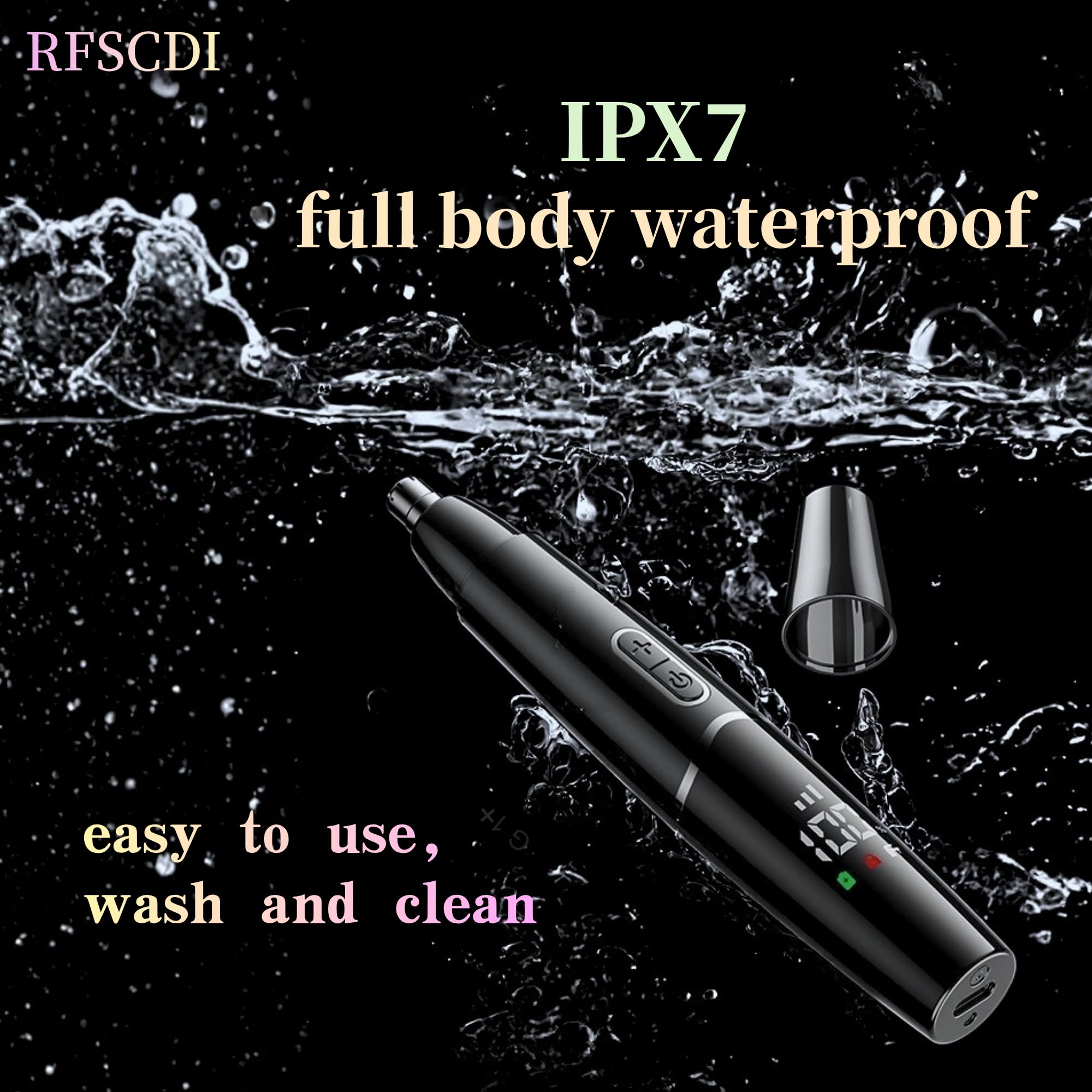 Nose Trimmer - 5-in-1 Rechargeable - Nose & Ear Hair Trimmer - IPX7 Waterproof - Two-Blade Trimming Set, Unisex, for Nose, Eyebrow, Beard, Bikini Line & Facial Hair Removal (Black) - Image 8