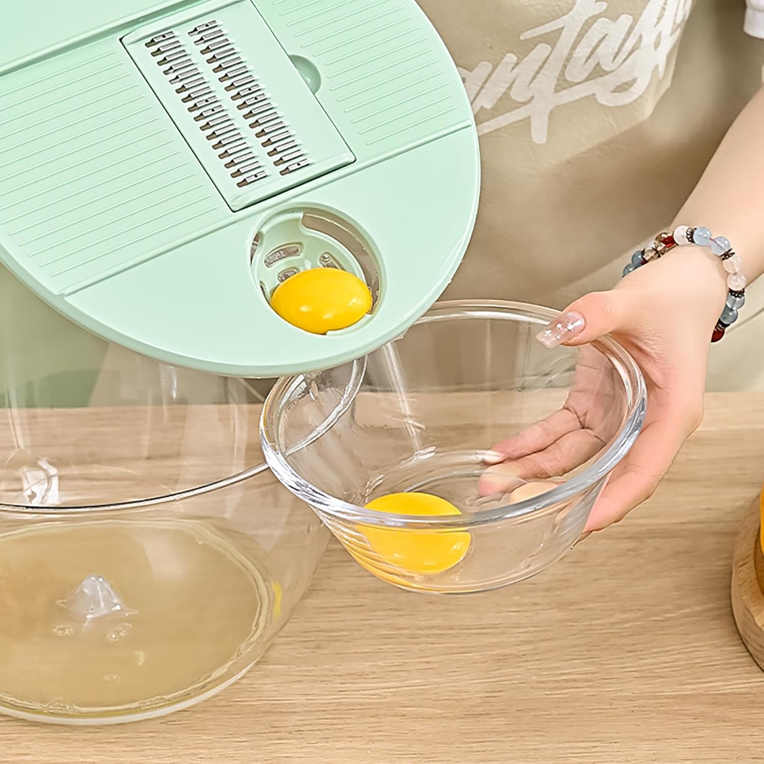 Vegetable Slicer - Salad Spinner - Mandoline - Salad Spinner - Multifunctional Vegetable Slicer - Vegetable Cutter Set - Grater - Kitchen Aid - Kitchen Utensil - Julienne Slicer - Vegetable Grater - Kitchen Gadget - Shredder - Mint Green - Lettuce Slicer - Image 5