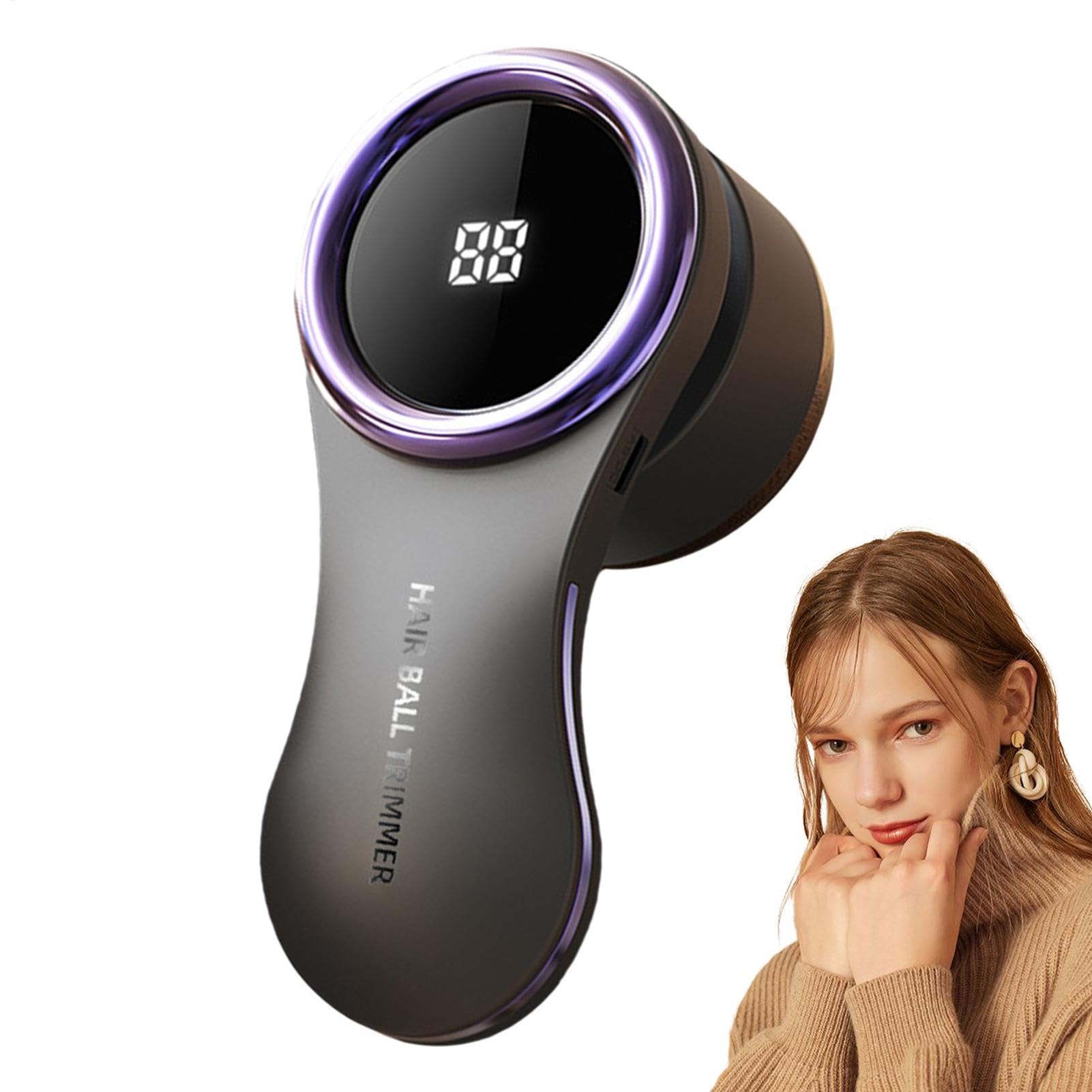Lint Remover - Lint Trimmer - Lint Remover - Electric Lint Remover - Clothes Roller - Lint Brush - Rechargeable - LED Display - Cordless - Clothes Shaving - Lint Removal - Wool Comb - Large Head - Black - 1 Piece - Image 1