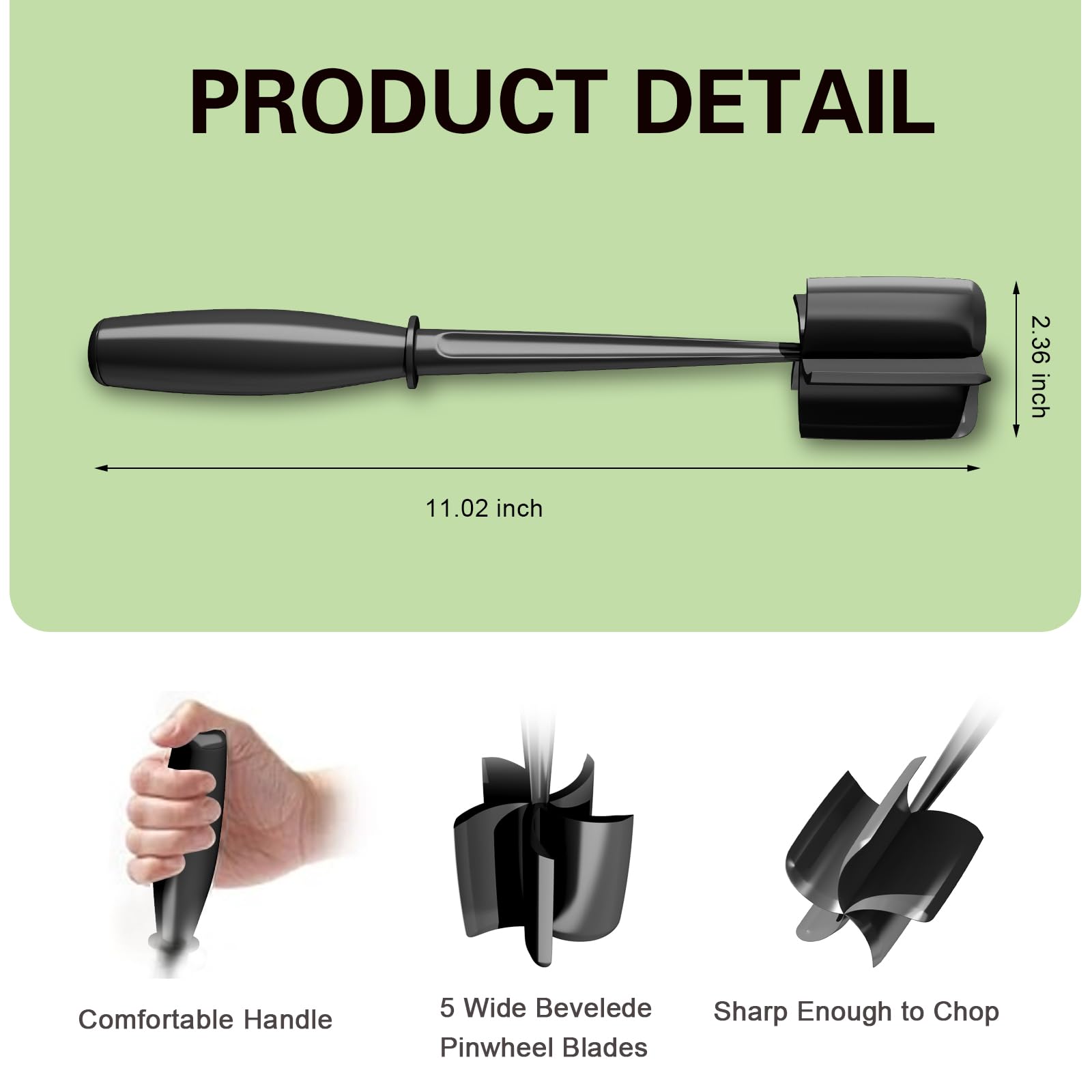 Minced Meat Ruller - Potato Masher - Meat Masher - Mashed Potatoes - Meat Chopper - Kitchen Utensils - Vegetable Masher - Hamburger Chopper - Mashed Potato Masher - Kitchen Tools - Meat Chopper - Heat Resistant - Spatula - Black - 1 Piece - Image 2
