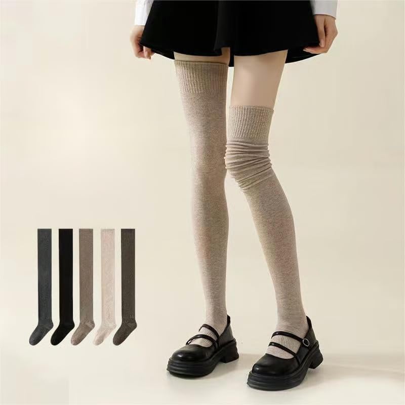 Overknee Socks Women - Knee Socks - Long Socks - Thigh High Socks - Leg Warmers - Winter Socks - Stockings - High Socks - Cotton Socks - Warm Socks - Long Knee Socks - Legwear - Women's Socks - House Socks - Multicolor - 5 Pairs - Image 1