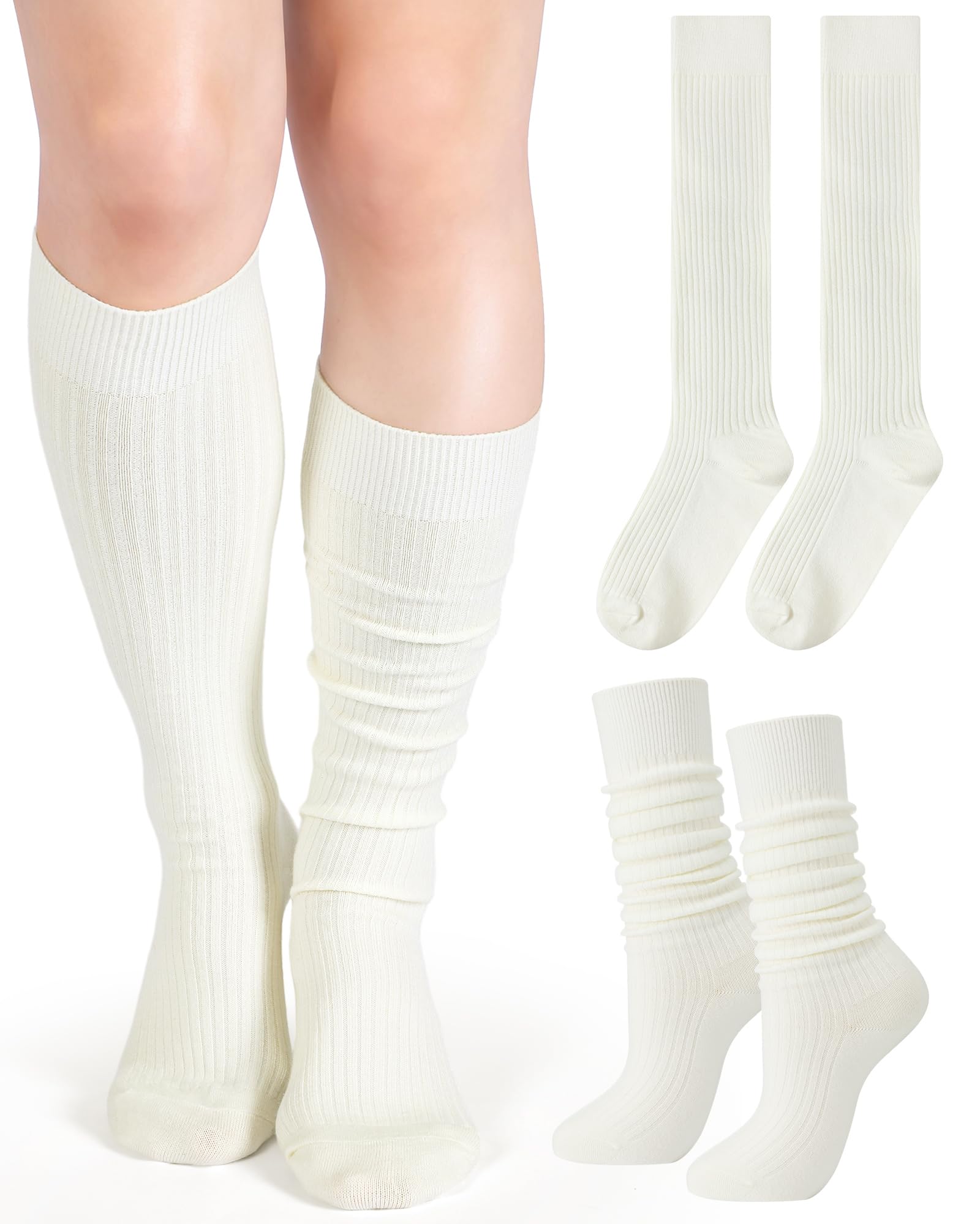 Knee Socks Women - Long Socks - Slouch Socks - Ribbed Socks - Drop-Down Socks - Winter Socks - Cotton - Leg Warmer Effect - High Socks - Warm House Socks - Women's Stockings - Ribbed Socks - Casual - Retro - Multicolor - 5 Pairs - Image 7