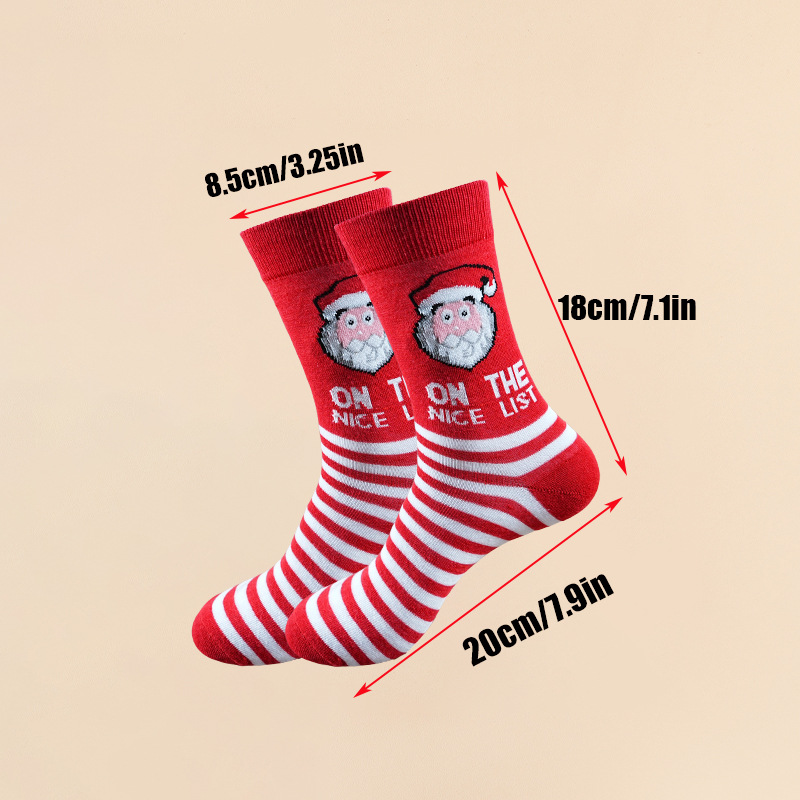Christmas Socks - Ugly Christmas Socks - Funny Socks - Santa Claus - Reindeer - Snowman - Snowflake - Printed Socks - Christmas Gift - Women's Socks - Men's Socks - Cotton - Winter Socks - Christmas Clothing - Multicolor - 6 Pairs - Image 4