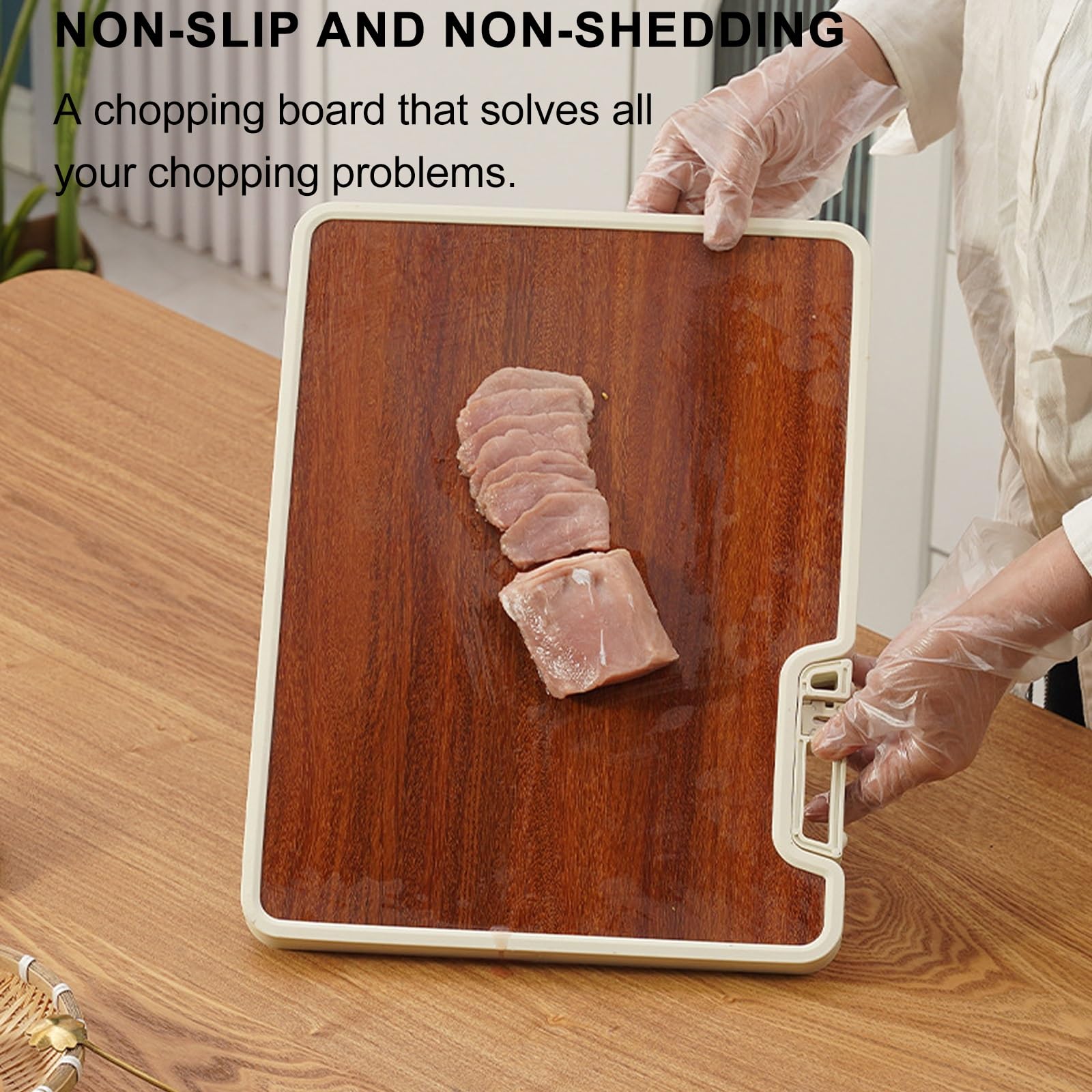 Double-sided cutting board - Serving board - Drinks board - Wooden cutting board - Kitchen board - Cheese board - Bread board - Meat board - Tapas board - Wooden cutting board - Chopping block - Kitchen accessories - Hygienic - Dishwasher safe - Brown - 1 - Image 4