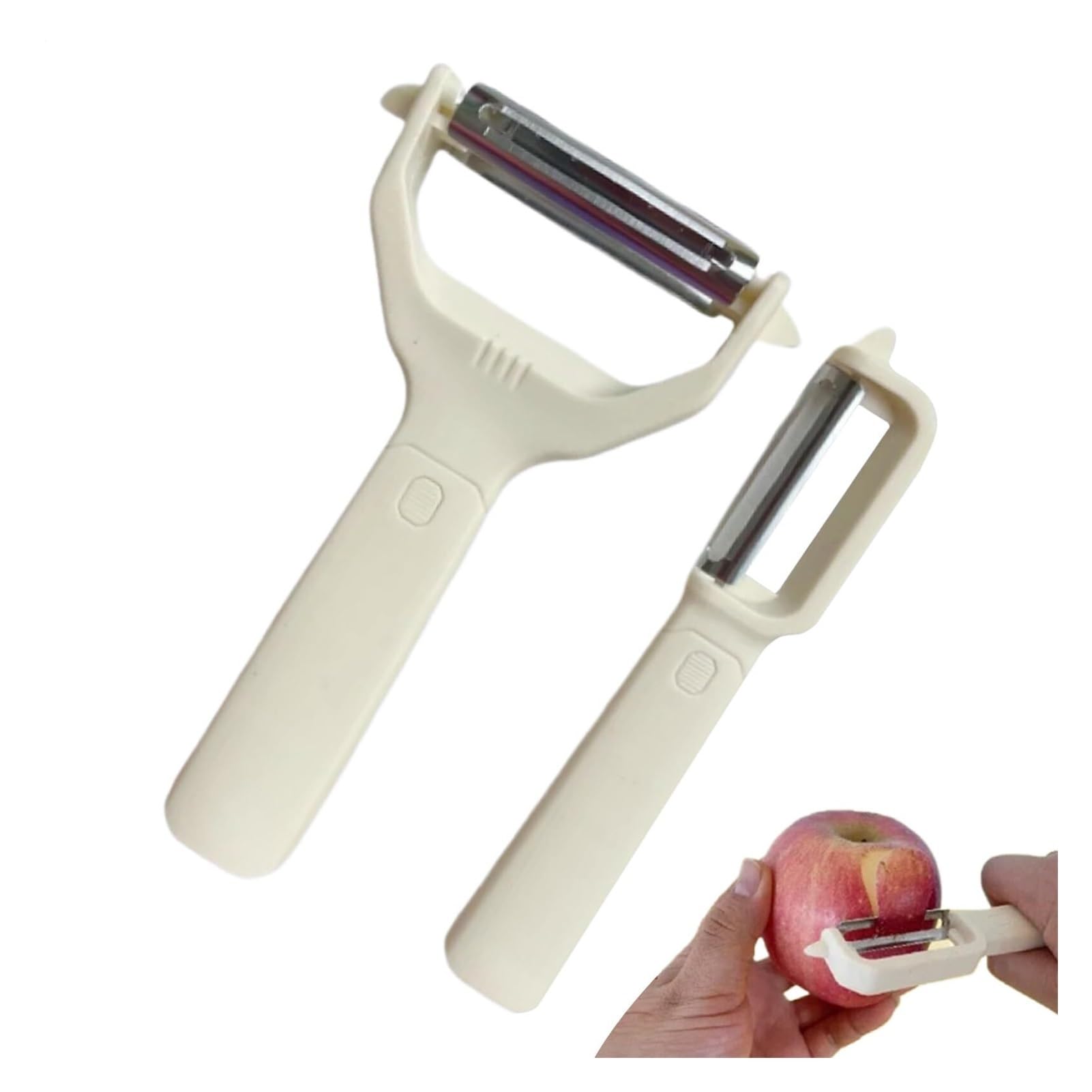 Peeler Set - Potato Peeler - Vegetable Peeler - Asparagus Peeler - Fruit Peeler - Paring Knives - Apple Peeler - Cucumber Peeler - Universal Peeler - Stainless Steel Blade - Kitchen Utensils - Kitchen Tools - Y Peeler - Beige - 2 Pieces - Image 1