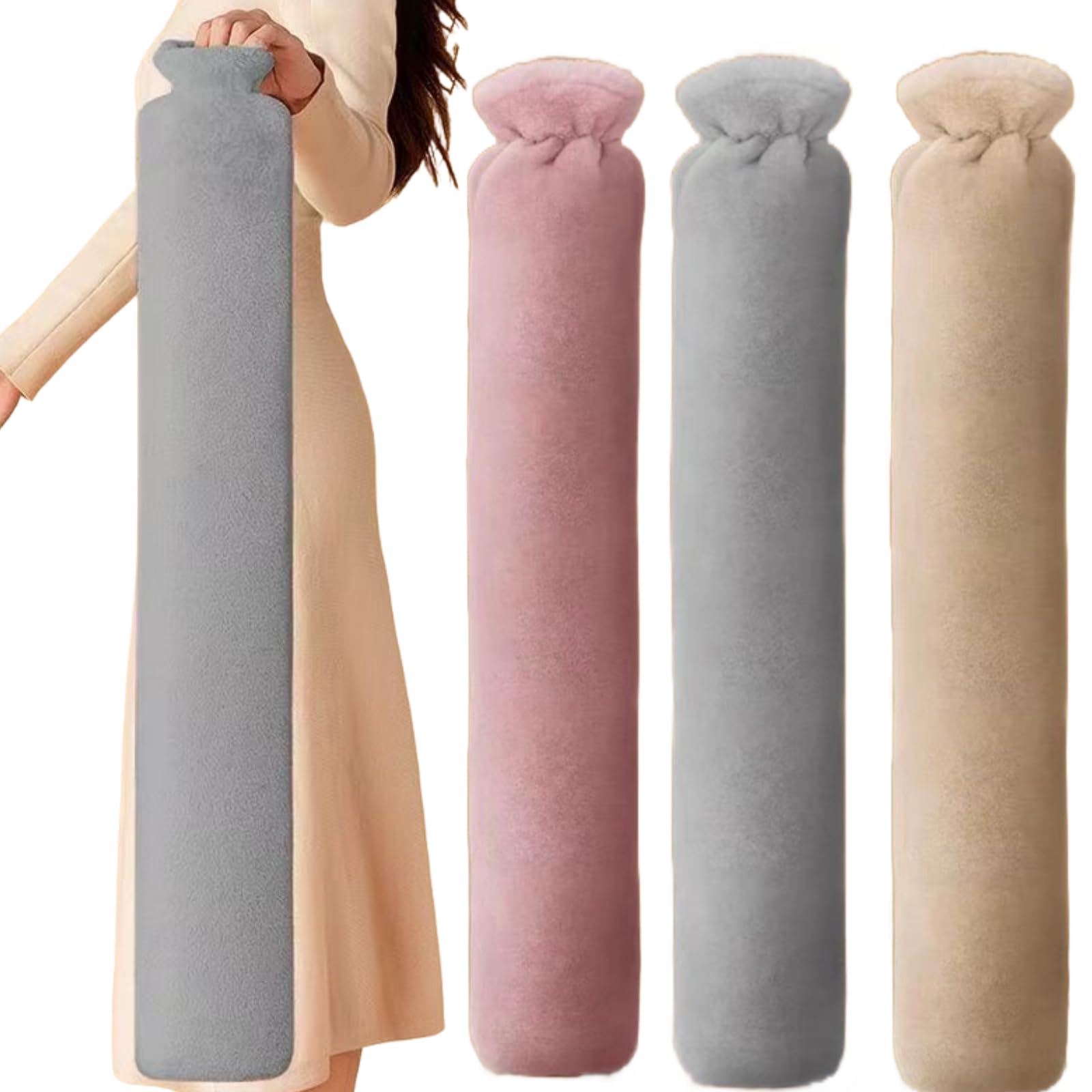Long Hot Water Bottle - Hot Water Bottle - Hot Water Bottle with Cover - Neck Hot Bottle - Shoulder Hot Bottle - XXL Hot Bottle - Soft Hot Bottle - Bed Hot Bottle - Body Hot Bottle - Heating Bottle - Faux Fur - Imitation Fur - Winter Accessories - Gift fo - Image 1