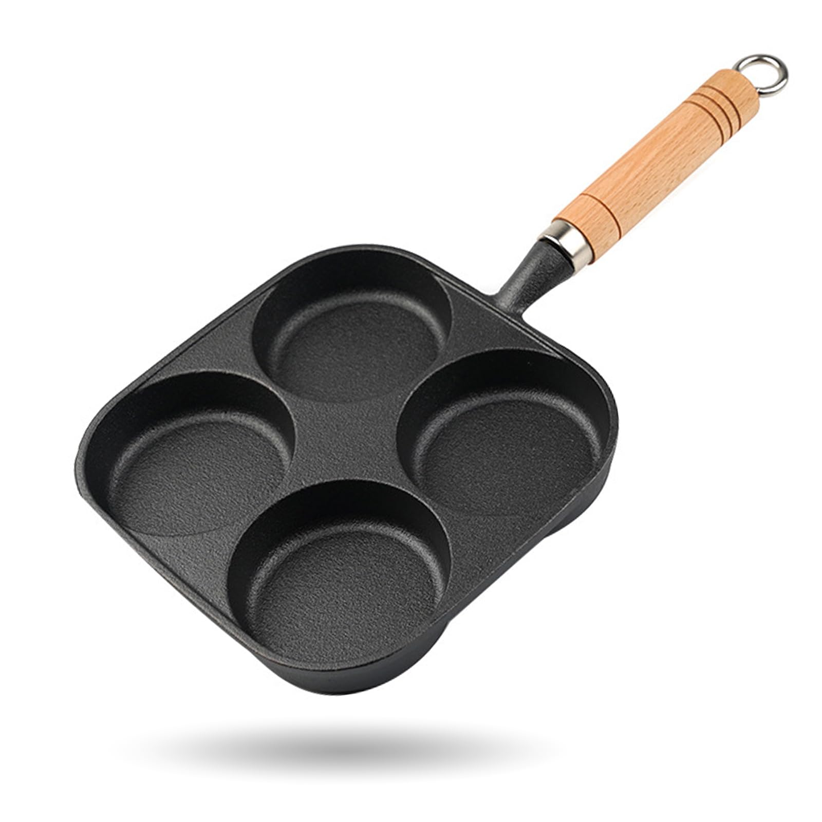 Egg Pan - Poffertjes Pan - Frying Pan - Pancake Pan - Hamburger Pan - 4 Hole Frying Pan - Fried Egg Pan - Induction - Non-Stick Coating - Omelet Pan - American Pancakes - Kitchen Utensils - Compartment Pan - Black - 1 Piece - Image 1