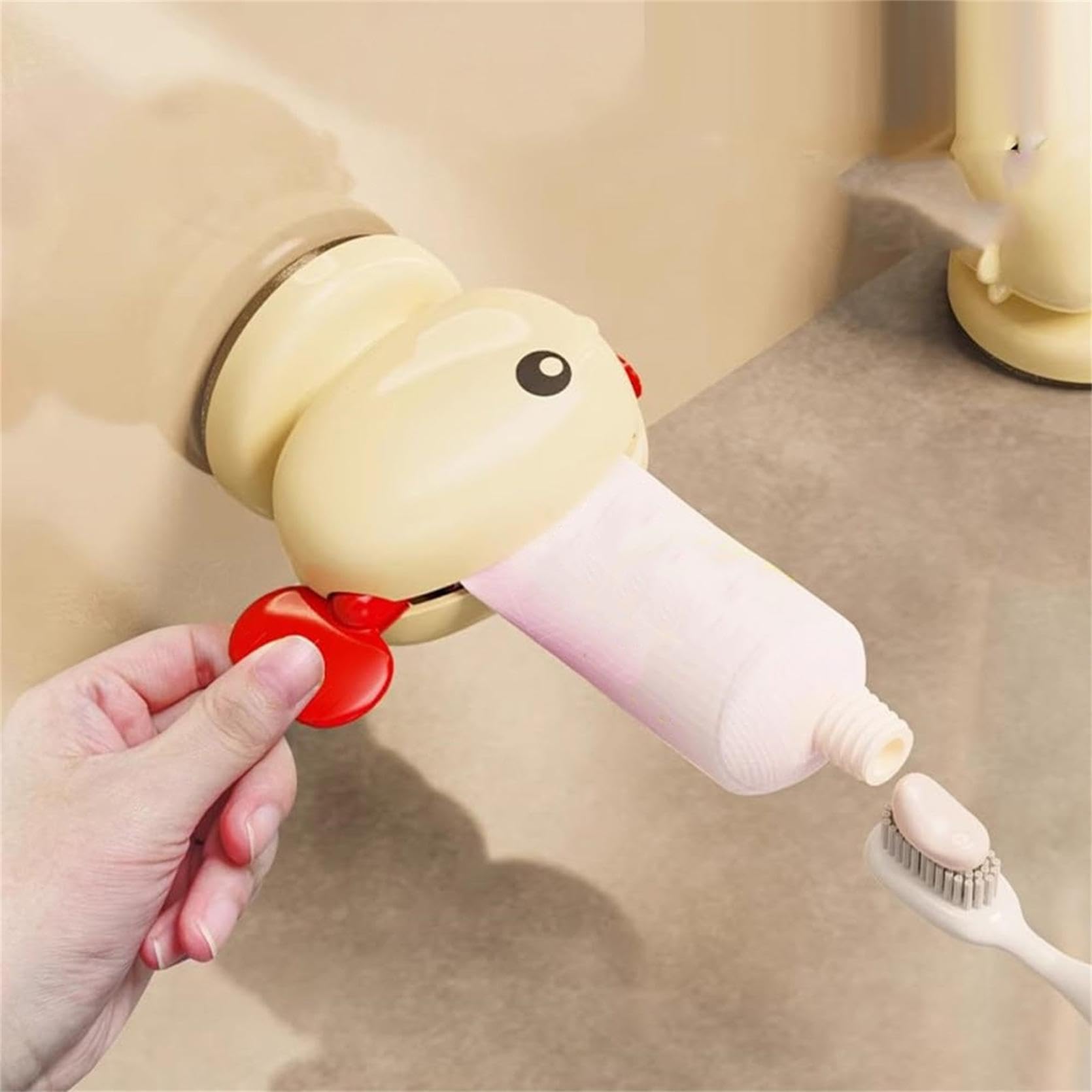 Toothpaste Squeezer - Tube Squeezer - Tube Roller - Toothpaste Holder - Tube Squeezer - Bathroom Accessories - Tube Press - Toothpaste Dispenser - Squeezer - Fish - Children - Bathroom Gadgets - Tube Key - Beige - 1 Piece - Image 4