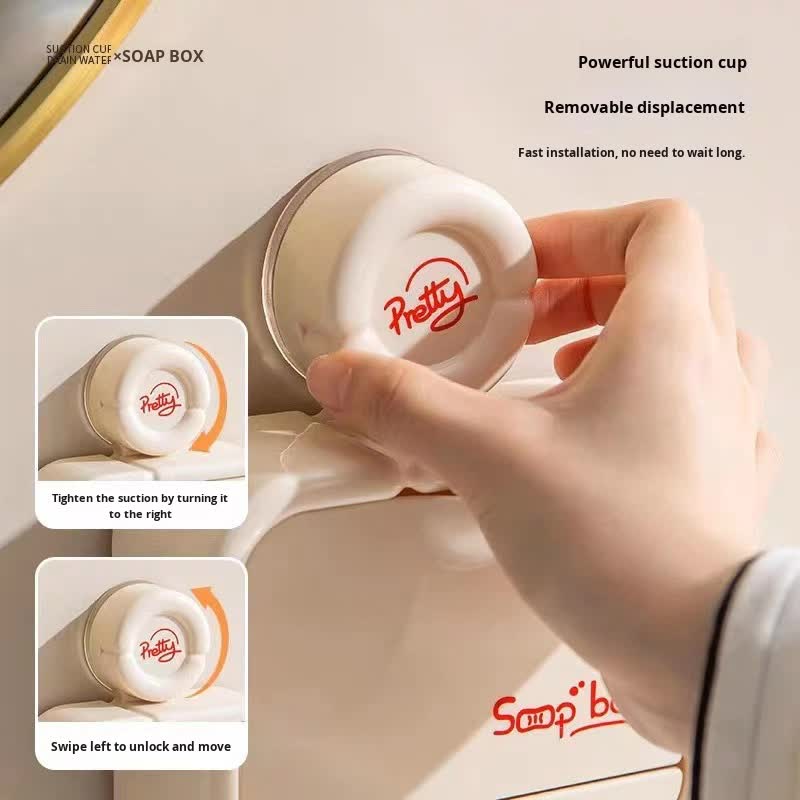 Soap Dish - Soap Holder - Soap Box with Lid - Shower Organizer - Bathroom Accessories - Soap Rack - Shower Tray - Soap Bowl - No Drilling - Self-Adhesive - Bathroom Rack - Sponge Holder - Soap Bowl Shower - Double - Wall Mount - Gray - 1 Piece - Image 4