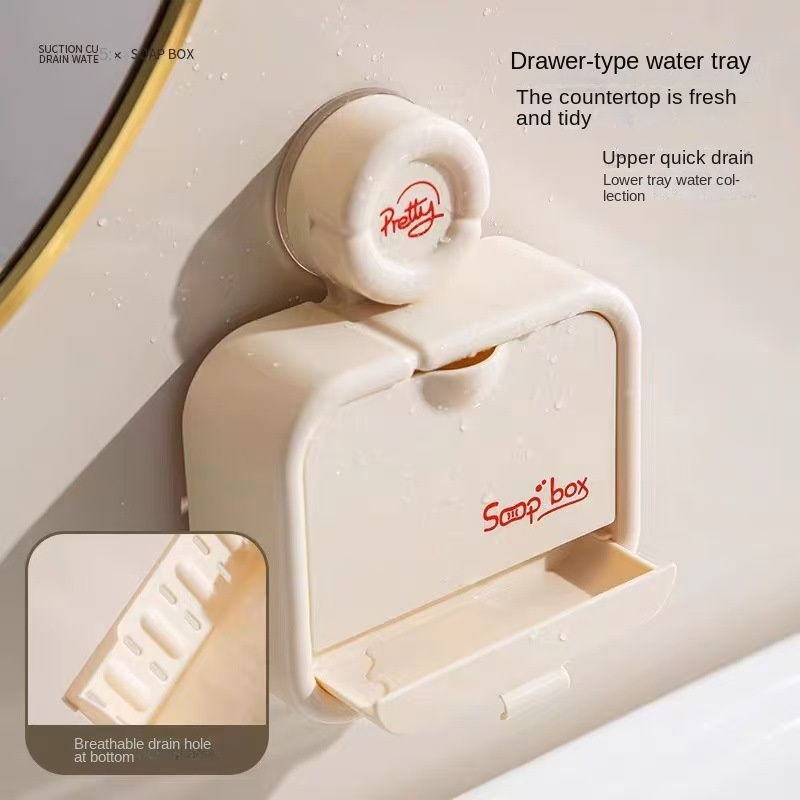 Soap Dish - Soap Holder - Soap Box with Lid - Shower Organizer - Bathroom Accessories - Soap Rack - Shower Tray - Soap Bowl - No Drilling - Self-Adhesive - Bathroom Rack - Sponge Holder - Soap Bowl Shower - Double - Wall Mount - Gray - 1 Piece - Image 7