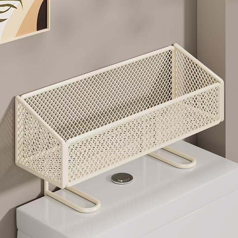 Toilet rack - Bathroom rack - Bathroom accessories - Storage rack - Toilet accessories - Bathroom organizer - Toilet accessories - Rack without drilling - Shelf - Sanitary accessories - Wall rack - Storage - White - 1 piece - Image 1