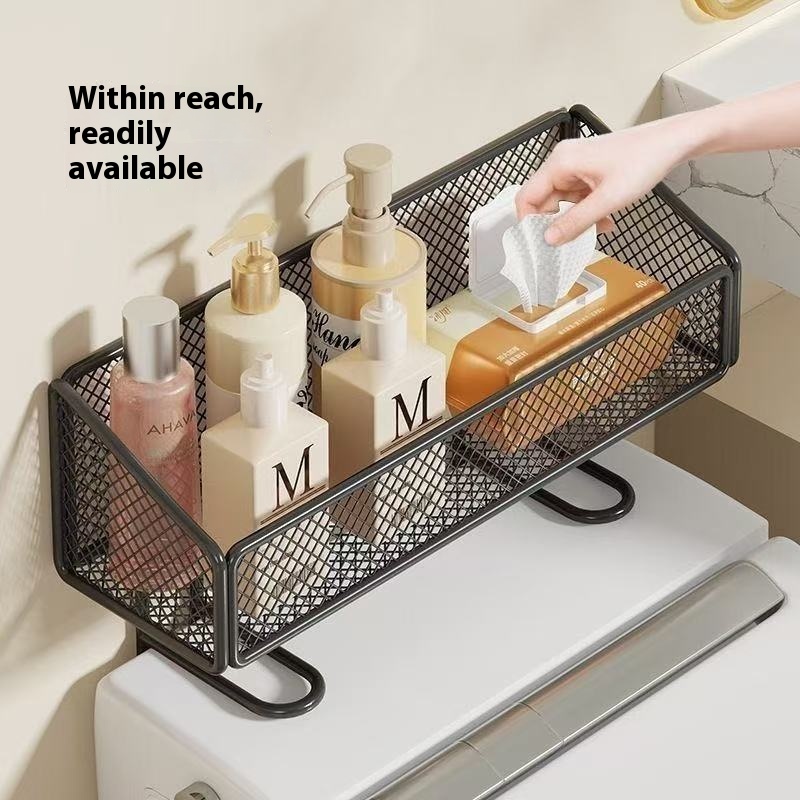 Toilet rack - Bathroom rack - Bathroom accessories - Storage rack - Toilet accessories - Bathroom organizer - Toilet accessories - Rack without drilling - Shelf - Sanitary accessories - Wall rack - Storage - White - 1 piece - Image 3
