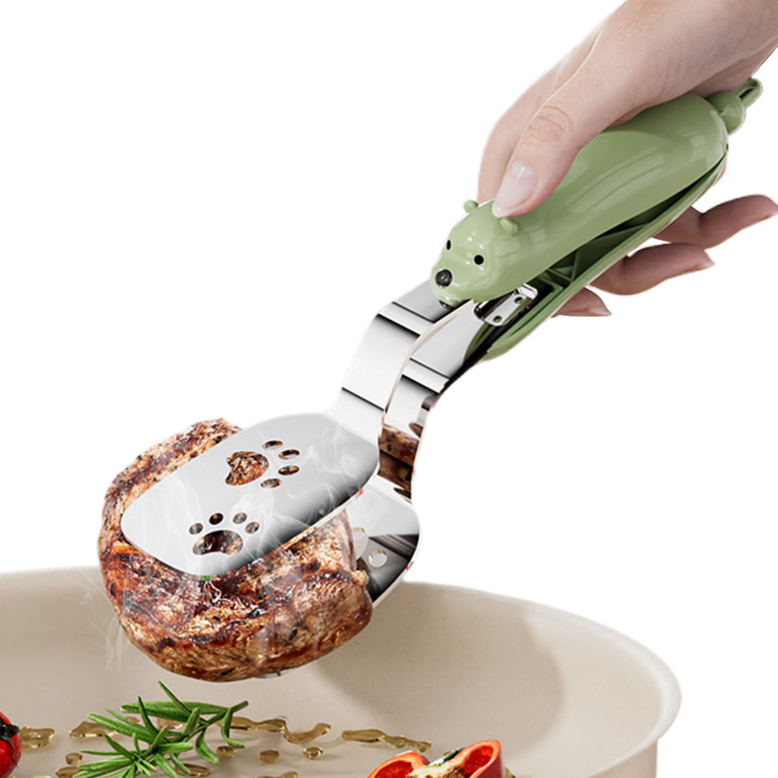 Kitchen Tongs - Spatula - BBQ Tongs - Meat Tongs - Kitchen Utensils - Kitchen Accessories - Grill Tongs - Spatula - Funny Gadgets - Cooking Utensils - Serving Tongs - Kitchen Tools - Original Gift - Green - 1 Piece - Image 6