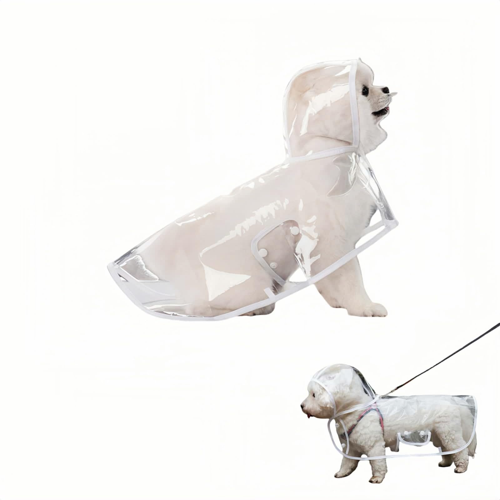 Dog Raincoat - Dog Raincoat - Waterproof Dog Coat - Transparent Rain Poncho - Dog Clothing - Rain Suit - Hooded Jacket - Dog Accessories - Walking Supplies - Dog Supplies - Outdoor Pet - Transparent - 1 Piece - Image 1