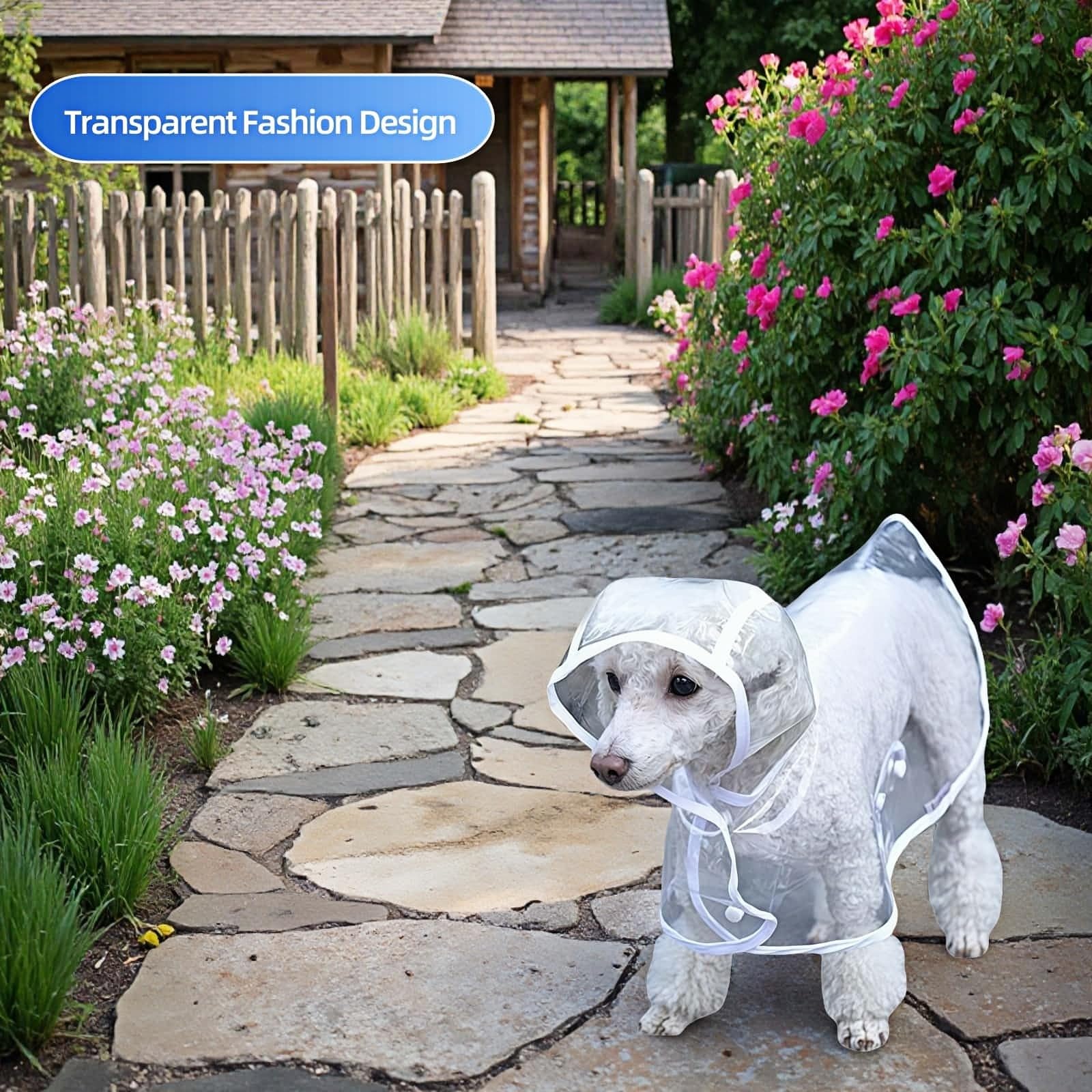 Dog Raincoat - Dog Raincoat - Waterproof Dog Coat - Transparent Rain Poncho - Dog Clothing - Rain Suit - Hooded Jacket - Dog Accessories - Walking Supplies - Dog Supplies - Outdoor Pet - Transparent - 1 Piece - Image 7