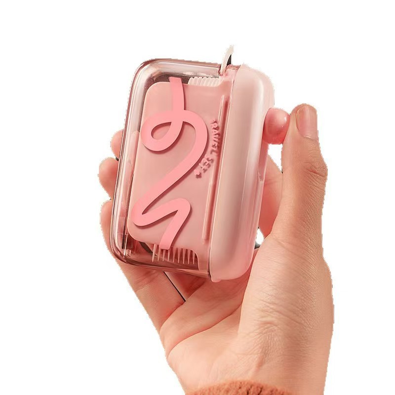 Dental Floss Dispenser - Toothpick Holder - Dental Floss Holder - Automatic Floss Box - Interdental Brush Storage - Travel Case - Oral Care - Bathroom Accessories - Portable - Refillable - Travel Size - Toiletries - Pink - 1 Piece - Image 1