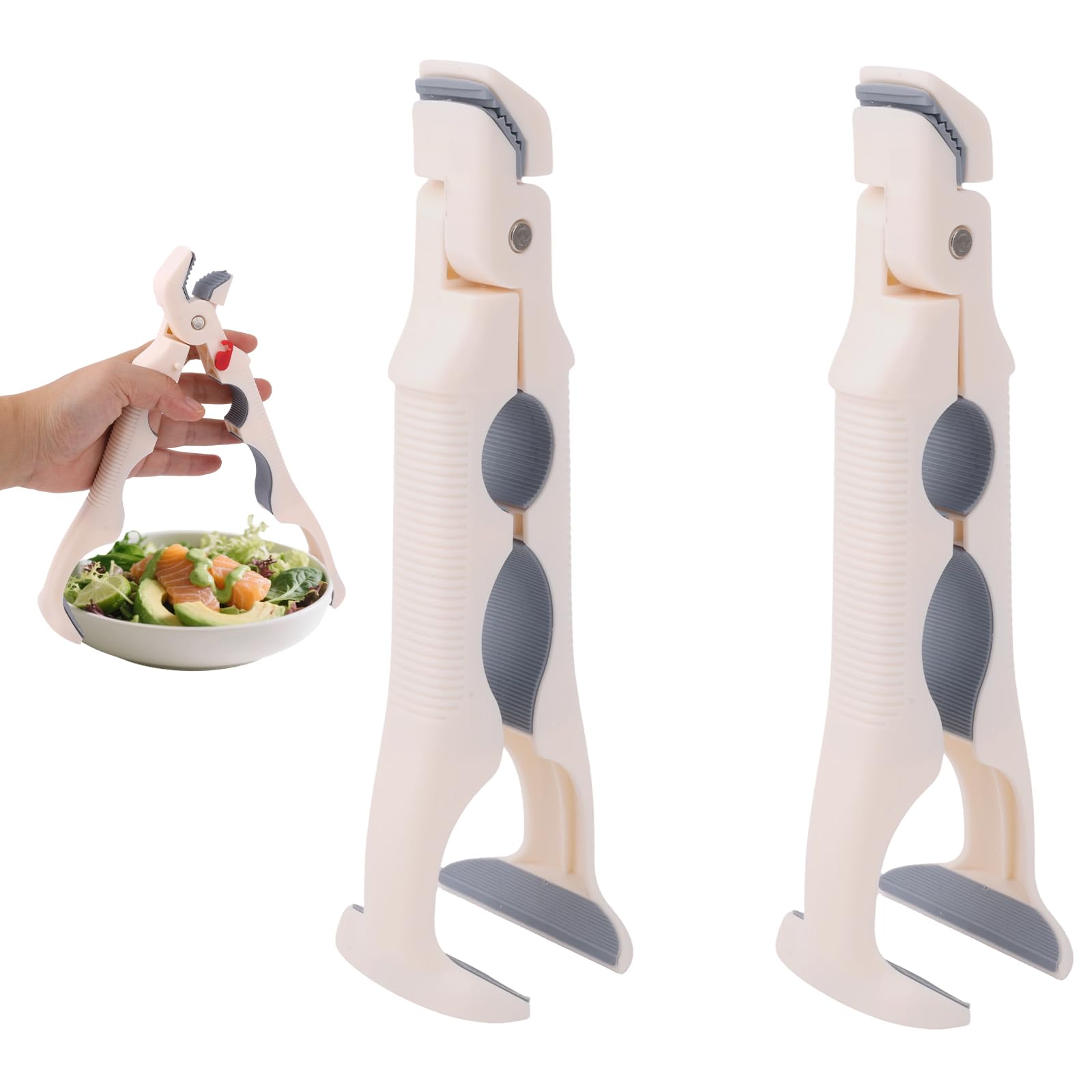 Pan Handle - Plate Tongs - Bowl Tongs - Hot Dish Gripper - Airfryer Accessories - Anti-Scorch Clip - Oven Glove Alternative - Microwave Aid - Kitchen Gadget - Heat Resistant - Anti-Slip - Pan Lifter - Beige - 2 Pieces - Image 1