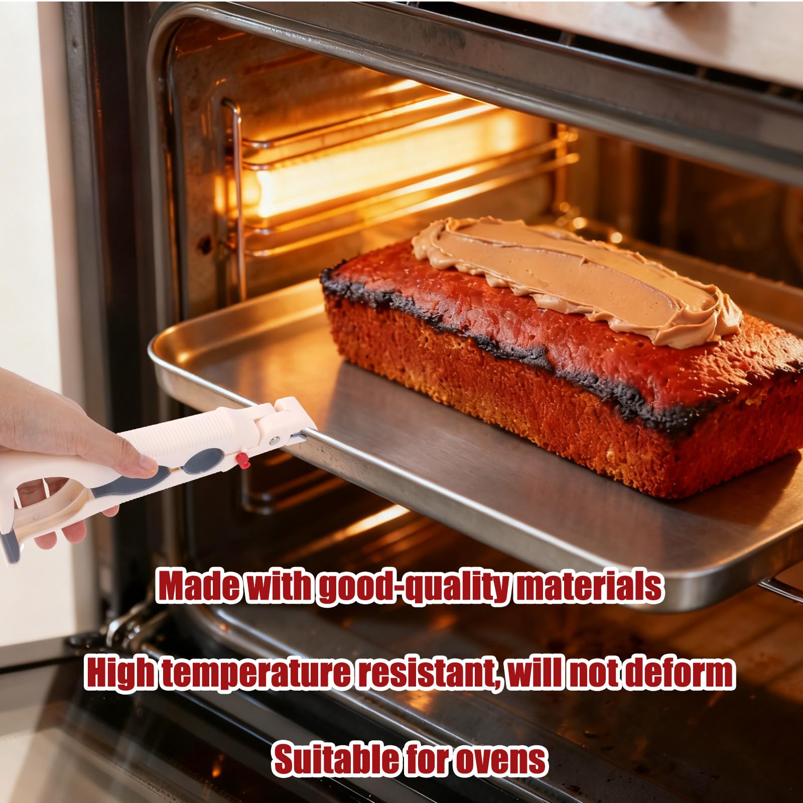 Pan Handle - Plate Tongs - Bowl Tongs - Hot Dish Gripper - Airfryer Accessories - Anti-Scorch Clip - Oven Glove Alternative - Microwave Aid - Kitchen Gadget - Heat Resistant - Anti-Slip - Pan Lifter - Beige - 2 Pieces - Image 7