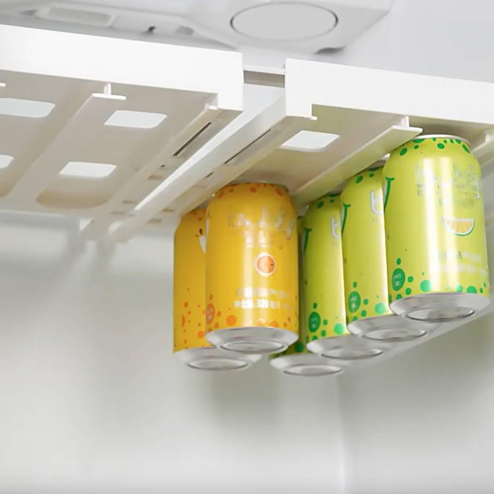 Can Holder Fridge - Fridge Organizer Hanging - Soda Can Rack - Beer Holder - Fridge Storage Rack - Hanging Drawer - Beverage Dispenser - Space Saving - Kitchen Accessories - Bottle Holder - Storage System - White - 1 Piece - Image 1