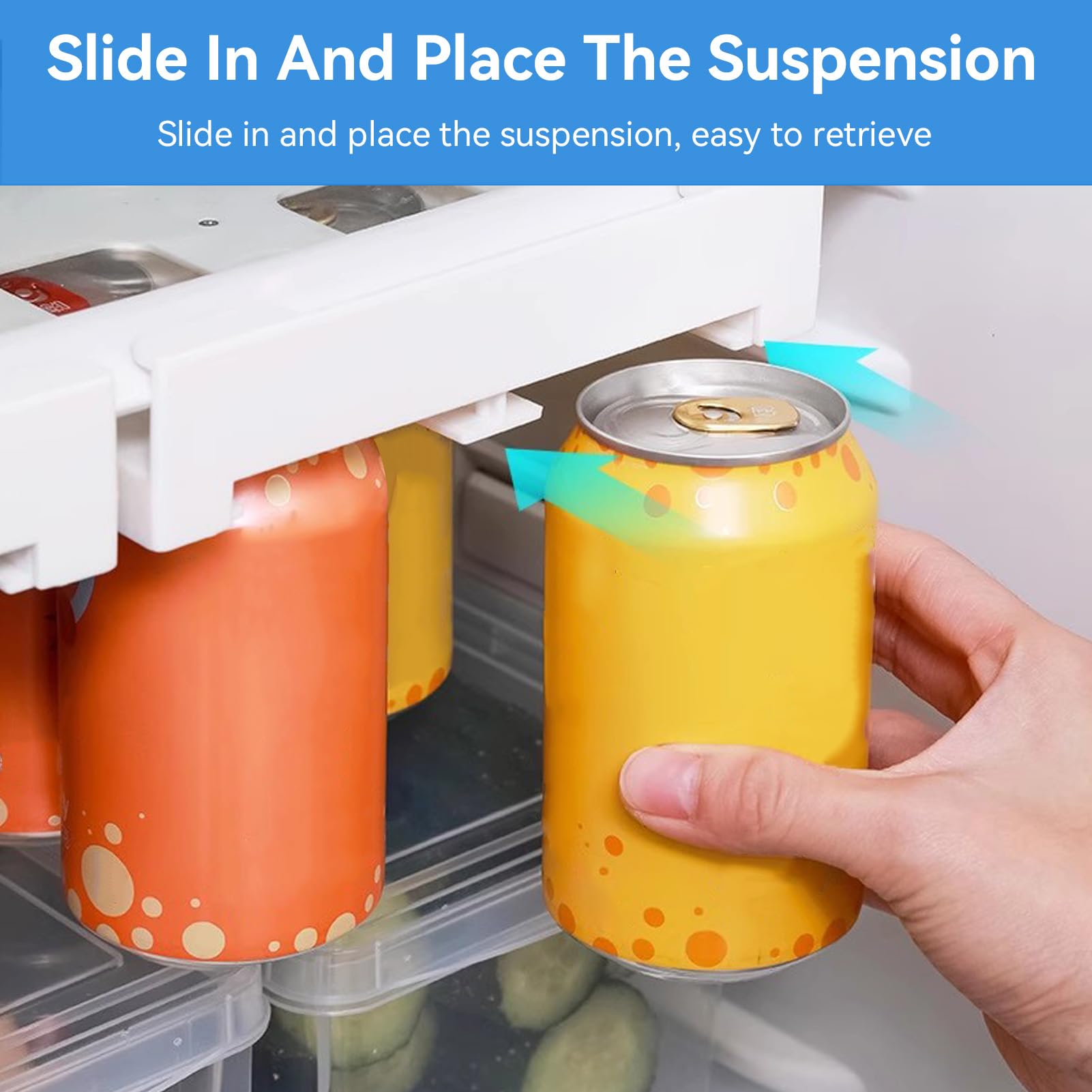 Can Holder Fridge - Fridge Organizer Hanging - Soda Can Rack - Beer Holder - Fridge Storage Rack - Hanging Drawer - Beverage Dispenser - Space Saving - Kitchen Accessories - Bottle Holder - Storage System - White - 1 Piece - Image 3