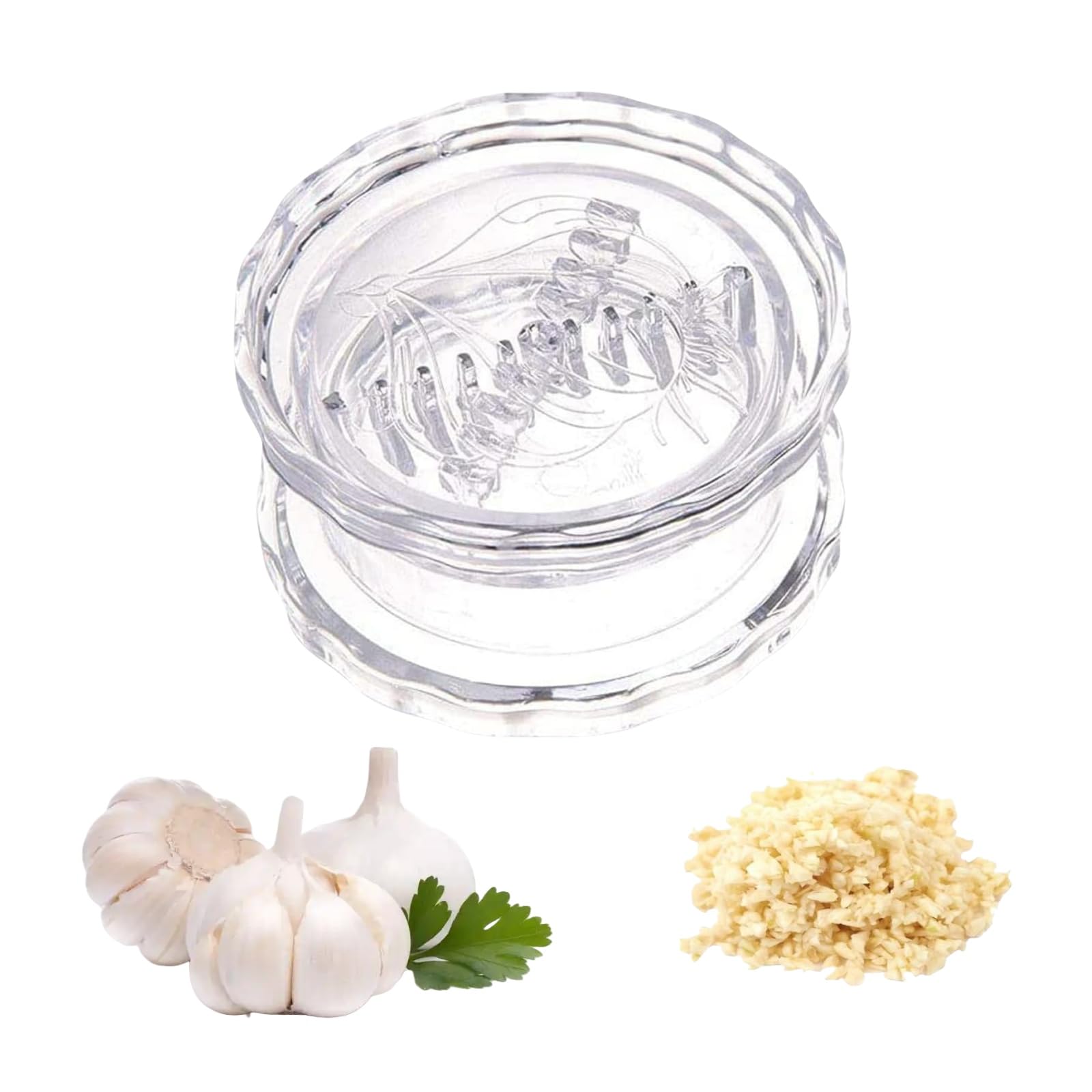 Garlic Press - Garlic Cutter - Garlic Grater - Ginger Mill - Herb Grinder - Garlic Crusher - Kitchen Gadget - Manual Press - Twist System - Kitchen Aid - Chopper - Dishwasher Safe - Transparent - 1 Piece - Image 1