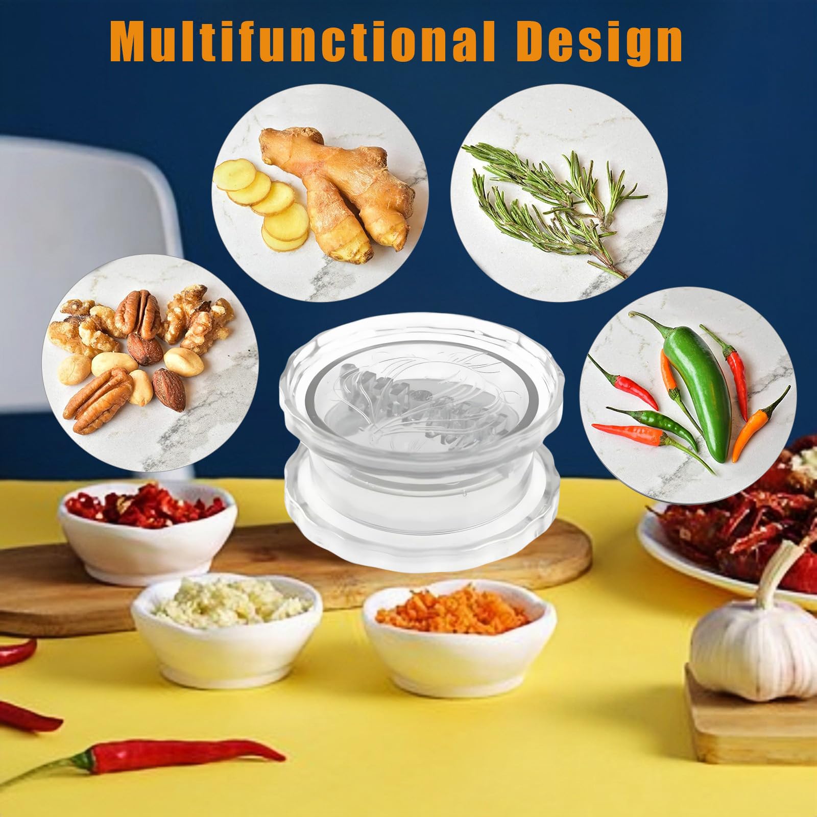 Garlic Press - Garlic Cutter - Garlic Grater - Ginger Mill - Herb Grinder - Garlic Crusher - Kitchen Gadget - Manual Press - Twist System - Kitchen Aid - Chopper - Dishwasher Safe - Transparent - 1 Piece - Image 6