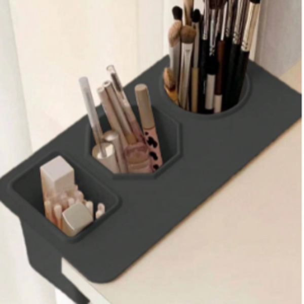 Desk Organizer - Pen Tray - Makeup Brush Holder - Desk Accessories - Pen Holder - Hanging Storage Tray - Office Supplies - Cosmetics Organizer - Space Saving - School Supplies - Table Organizer - Black - 1 Piece - Image 1