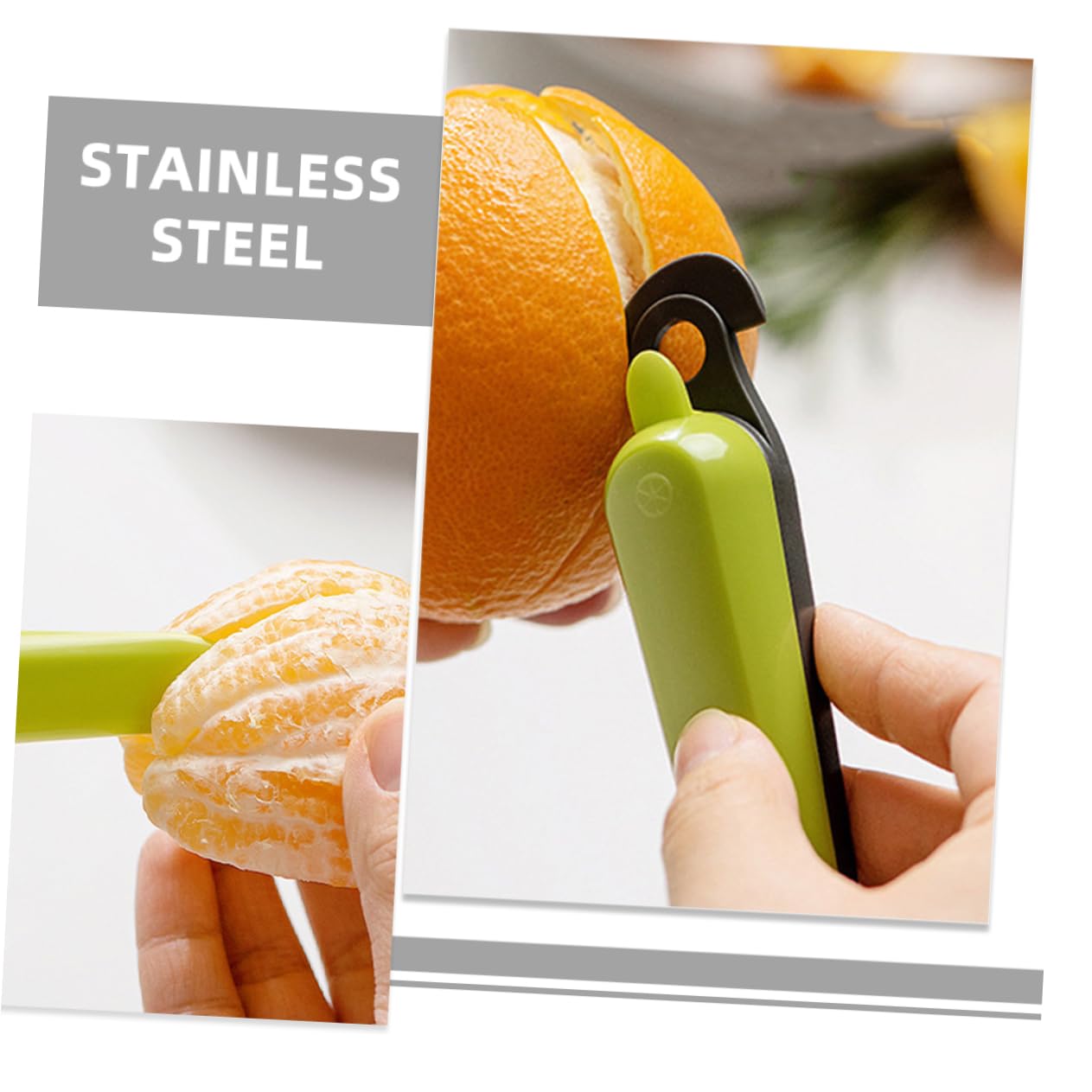 Orange Peeler - Citrus Peeler - Fruit Peeler - Kitchen Tool - Grapefruit Opener - Peel Remover - Plastic Peeling Knife - Kitchen Accessories - Citrus Fruit Tool - Handy Kitchen Utensils - Fruit Preparation - Mandarin Peeler - Yellow and Green - 2 Pieces - Image 4